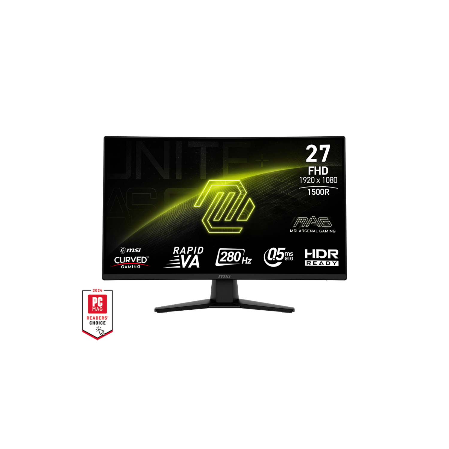 MSI 27" 1920 x 1080 (FHD) 280Hz 0.5ms (GTG) Curved 1500R Rapid VA Gaming Monitor Tilt adjustable (MAG 274CXF)