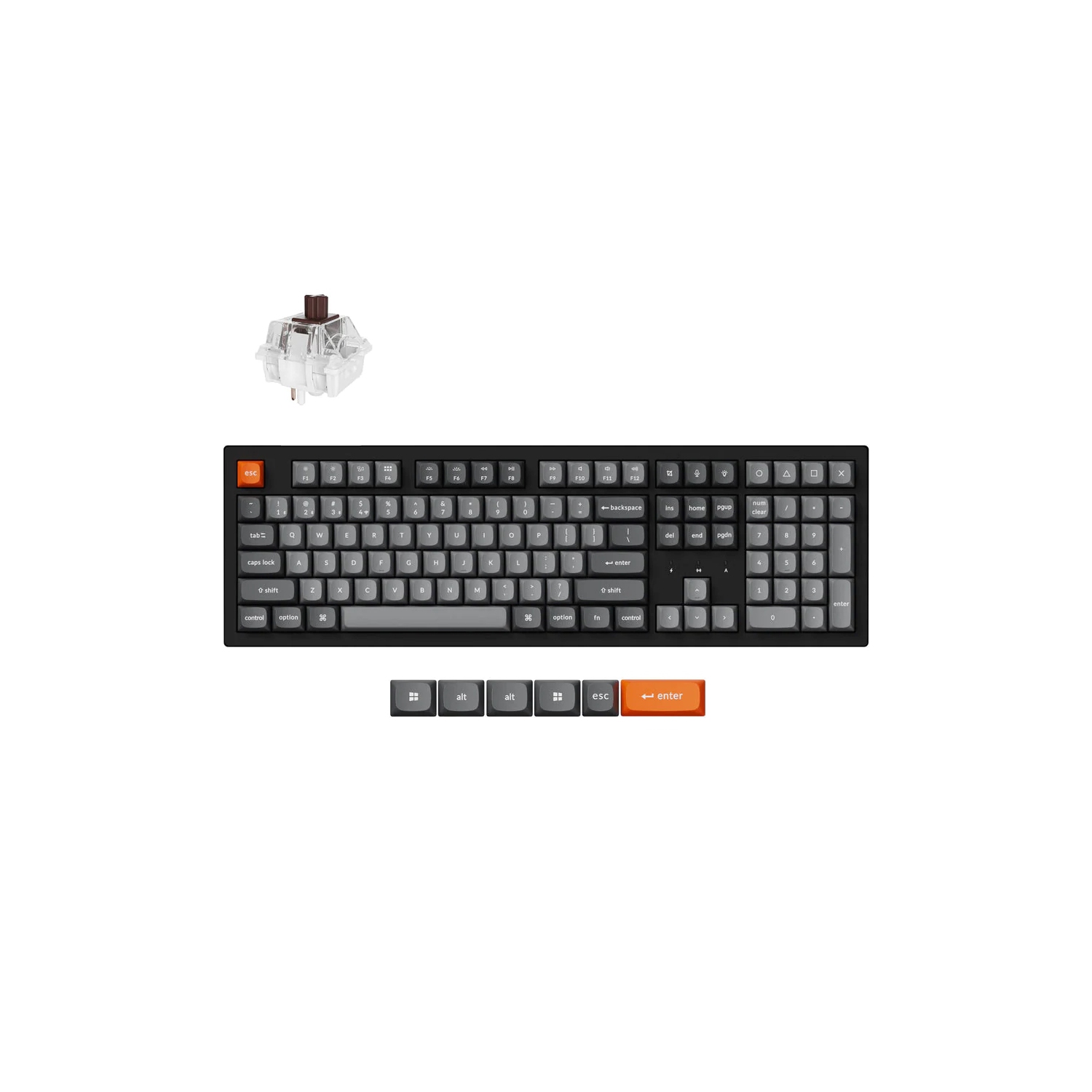 Keychron K10 Max White LED Hot-swappable Wireless Mechanical Keyboard - 2.4GHz/Bluetooth/USB-C, Brown Switch, ABS Plastic Frame, Full-size Layout (108 Keys), Black (K10M-G3)