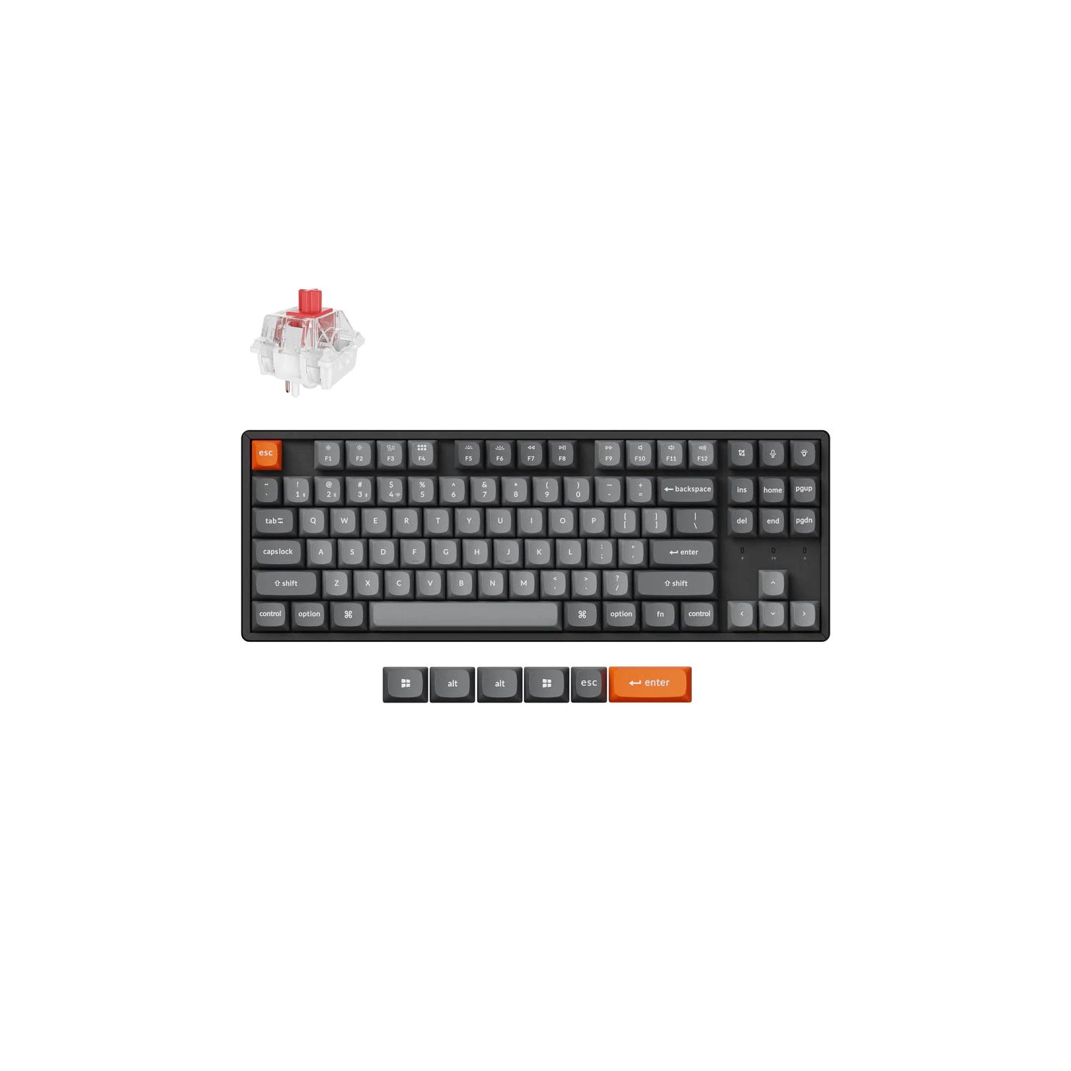 Keychron K8 Max Wireless RGB Hotswap Mechanical Gaming Keyboard – TKL Layout, K Super Red Switches – Compatible with Windows & macOS, Black (K8M-J1)