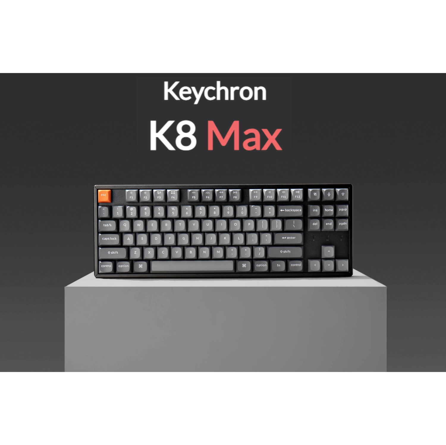 Keychron K8 Max Wireless RGB Hotswap Mechanical Gaming Keyboard – TKL Layout, K Super Red Switches – Compatible with Windows & macOS, Black (K8M-J1)
