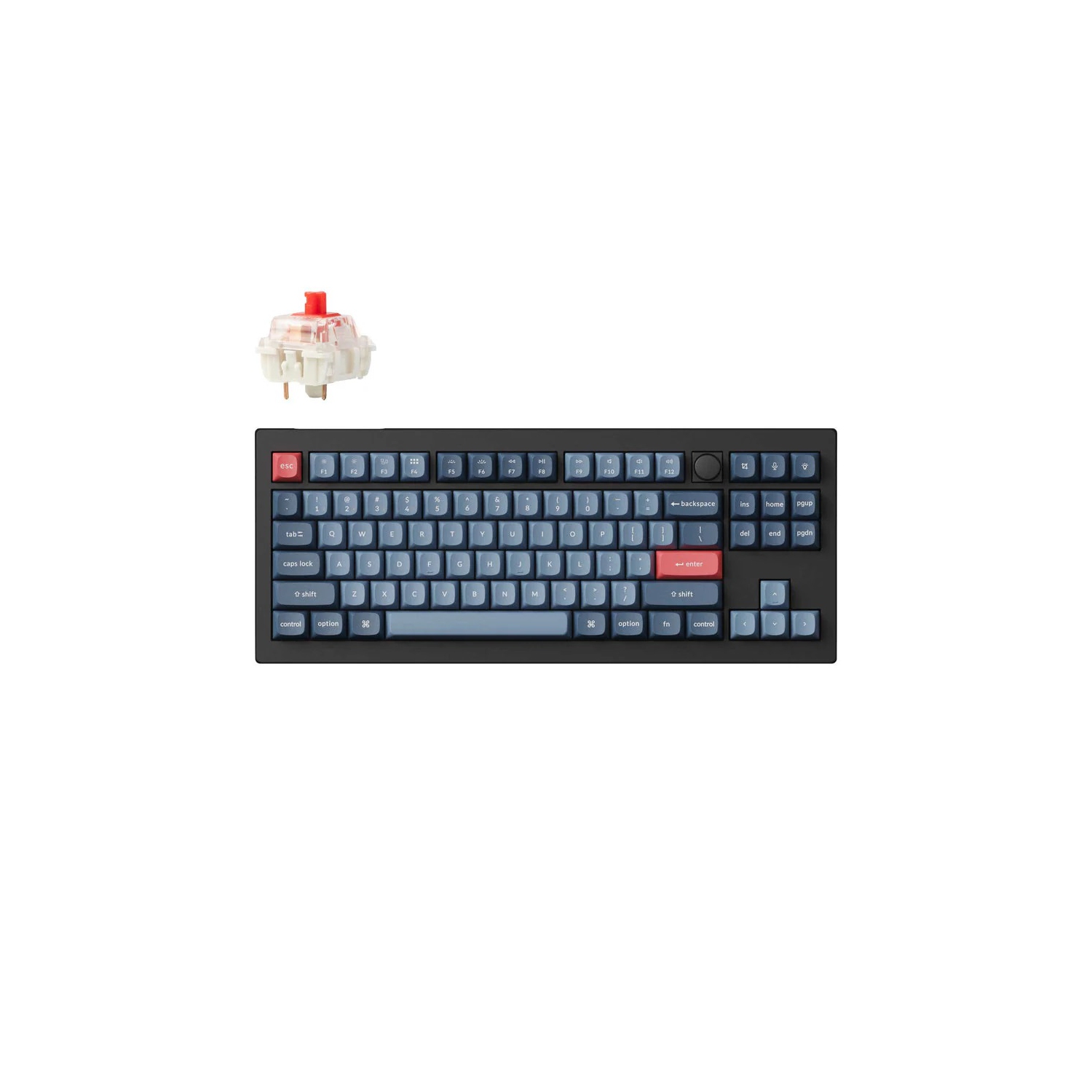 Keychron V3 Max RGB Hot-swappable Wireless Mechanical Keyboard - 2.4GHz/Bluetooth/USB-C, Gateron Jupiter Red Switch, ABS Frame with Knob, TKL Layout (87 Keys, Carbon Black (V3M-D1)