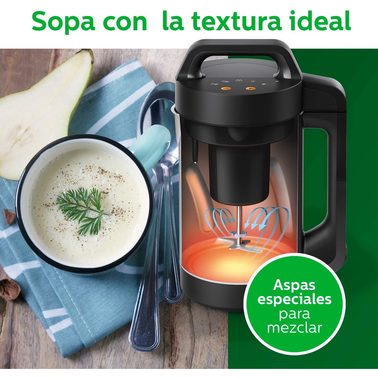 Philips Viva Collection SoupMaker, 1.2 L, Makes 2-4 servings, 6 Pre-set Programs, SoupPro Technology, Soup in Less than 18 Minutes, Eeasy Clean,