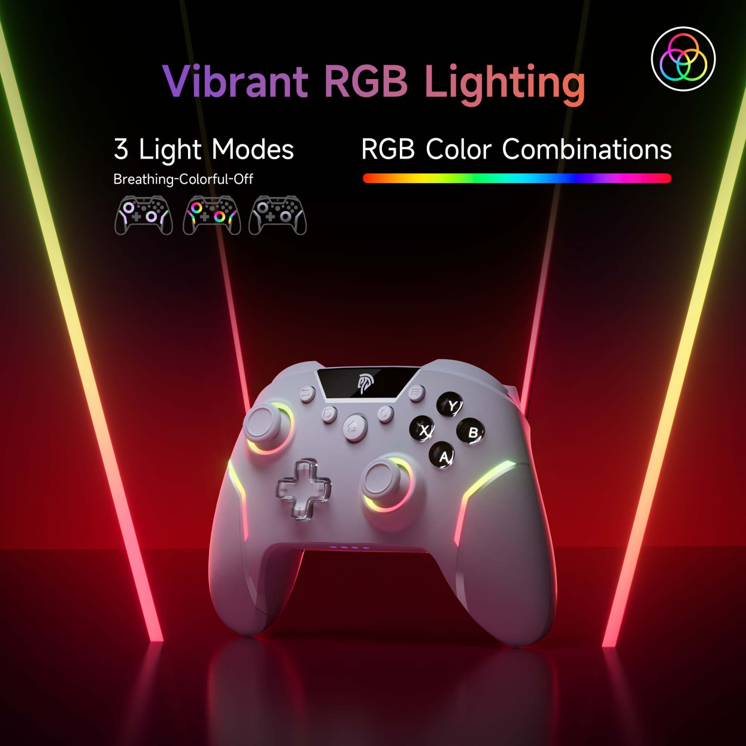 Manette de jeu sans fil EasySMX X20 - Déclencheur à 2 directions, rétroéclairage RVB 1000&nbsp;Hz, taux de scrutation USB, gyroscope à 6 axes,