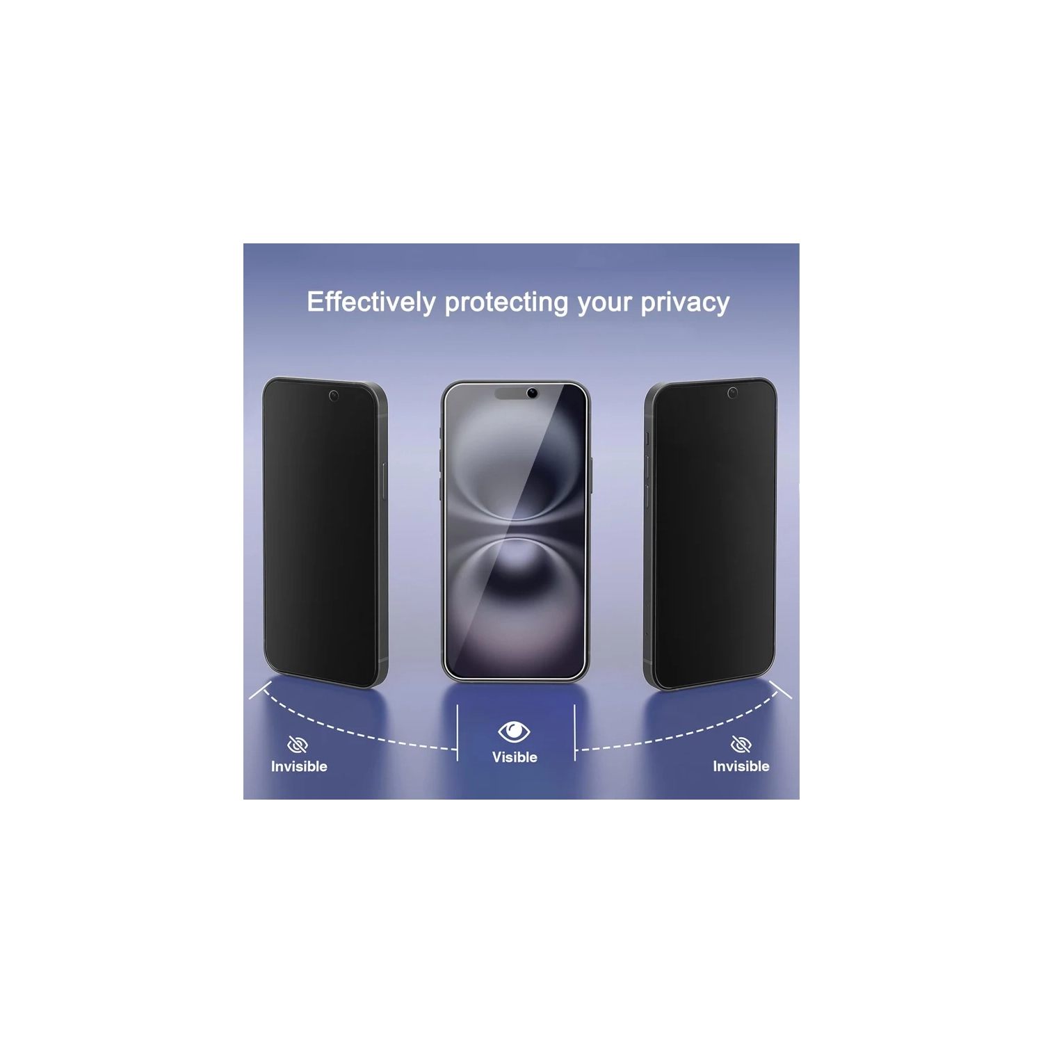 Paquet de 3 protecteurs d'écran de confidentialité pour iPhone 16 + 3 protecteurs de lentille de caméra, verre trempé anti-espion, compatible avec