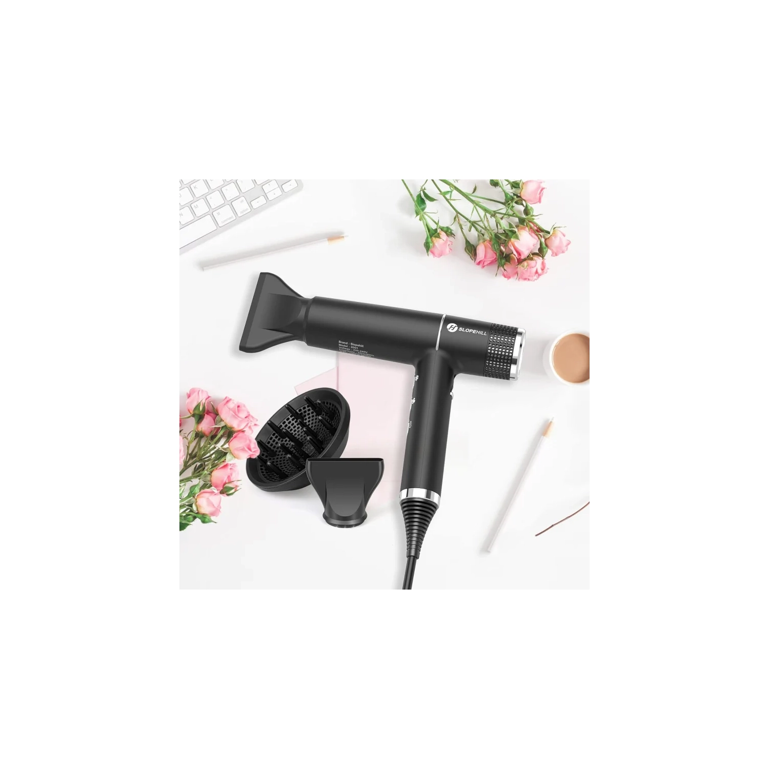 Sèche-cheveux avec moteur sans balais, diagnostic intelligent des défauts, microfiltre et technologie Oxy Active - Affichage DEL