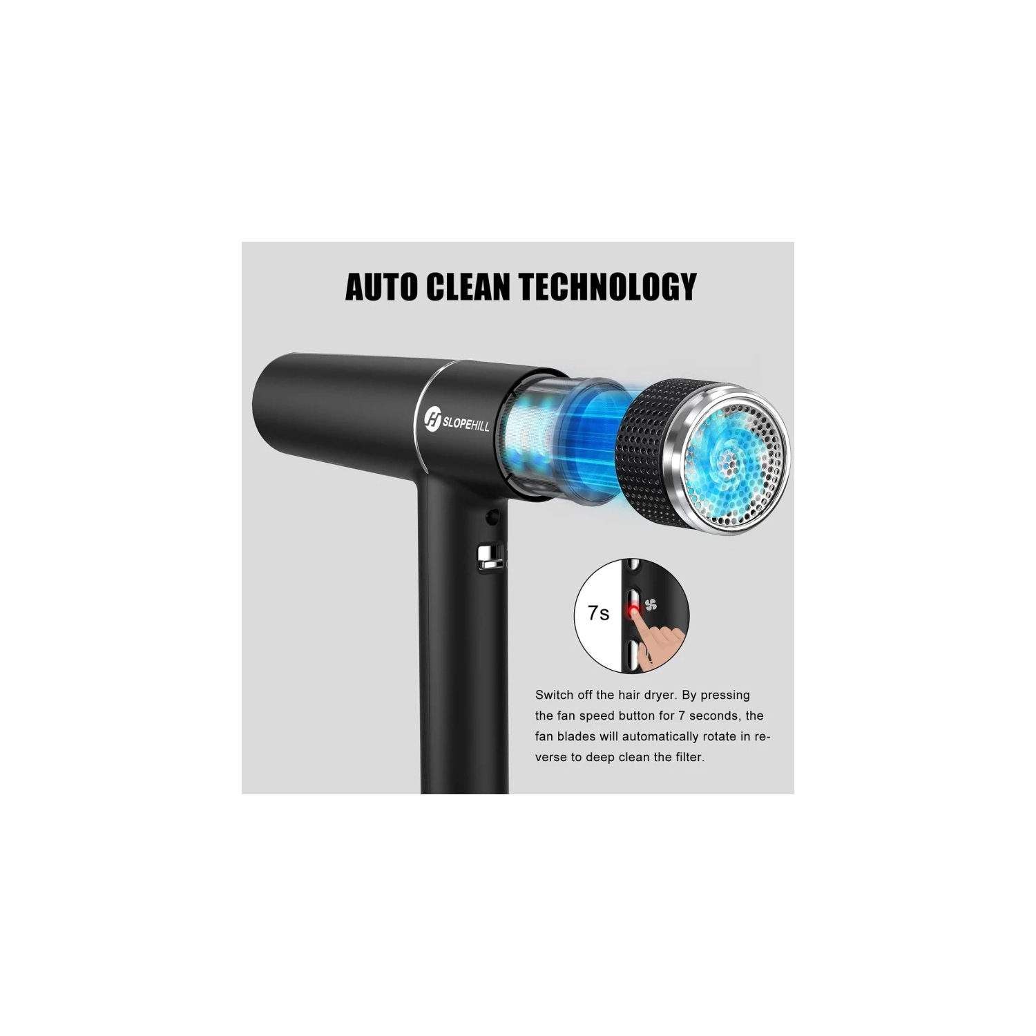 Sèche-cheveux avec moteur sans balais, diagnostic intelligent des défauts, microfiltre et technologie Oxy Active - Affichage DEL