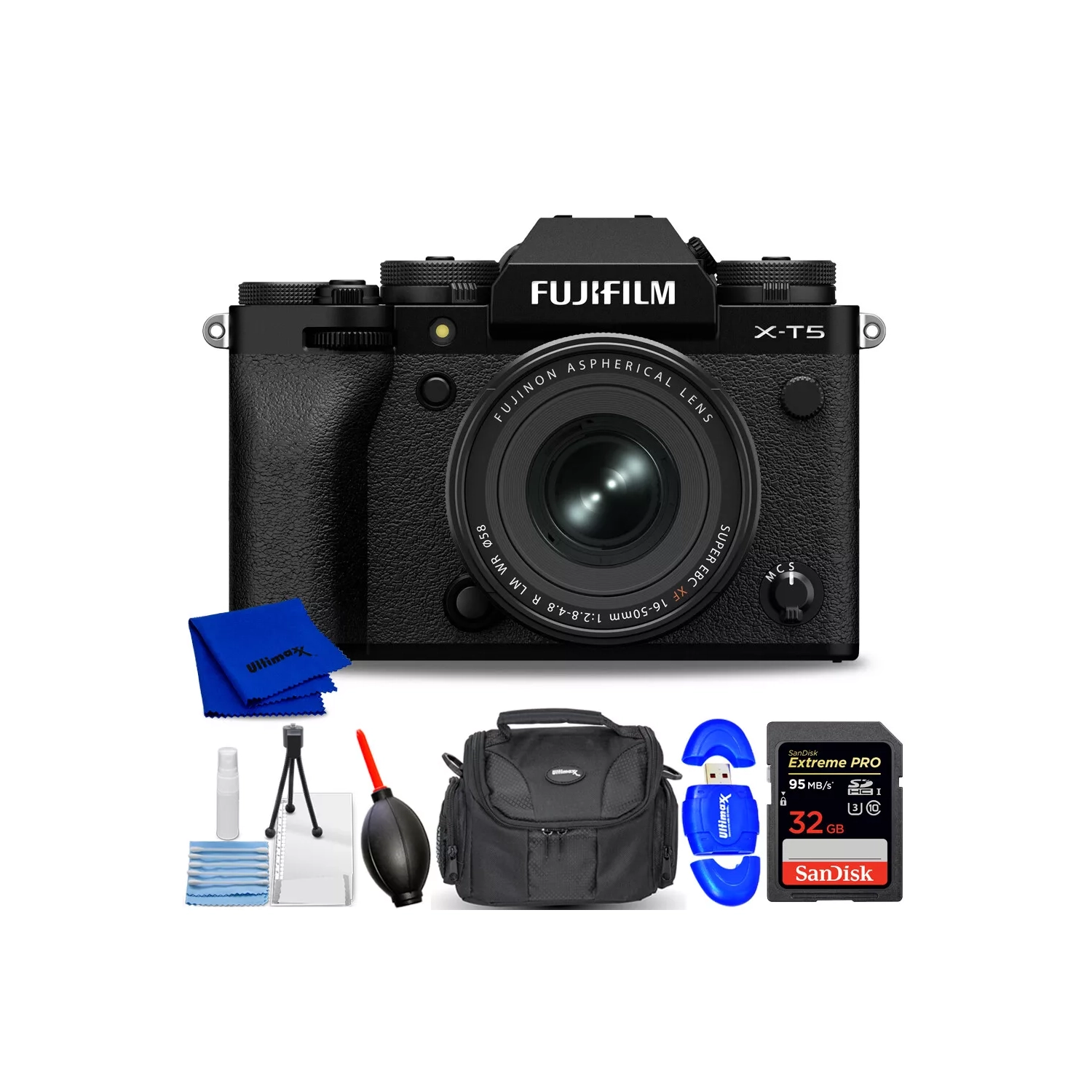 Appareil photo sans miroir X-T5 de FUJIFILM avec objectif XF 16-50&nbsp;mm f/2,8-4,8 7 pièces