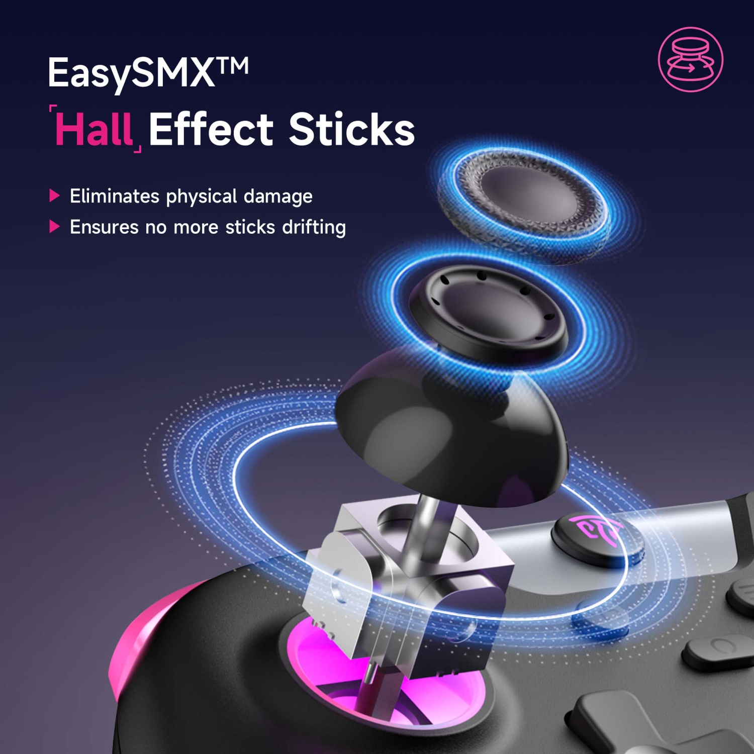 Manette sans fil EasySMX X05 pour Switch/PC/Android - Manette Bluetooth avec manches à balai à effet Hall et gâchette, Turbo, vibrations, RVB -B