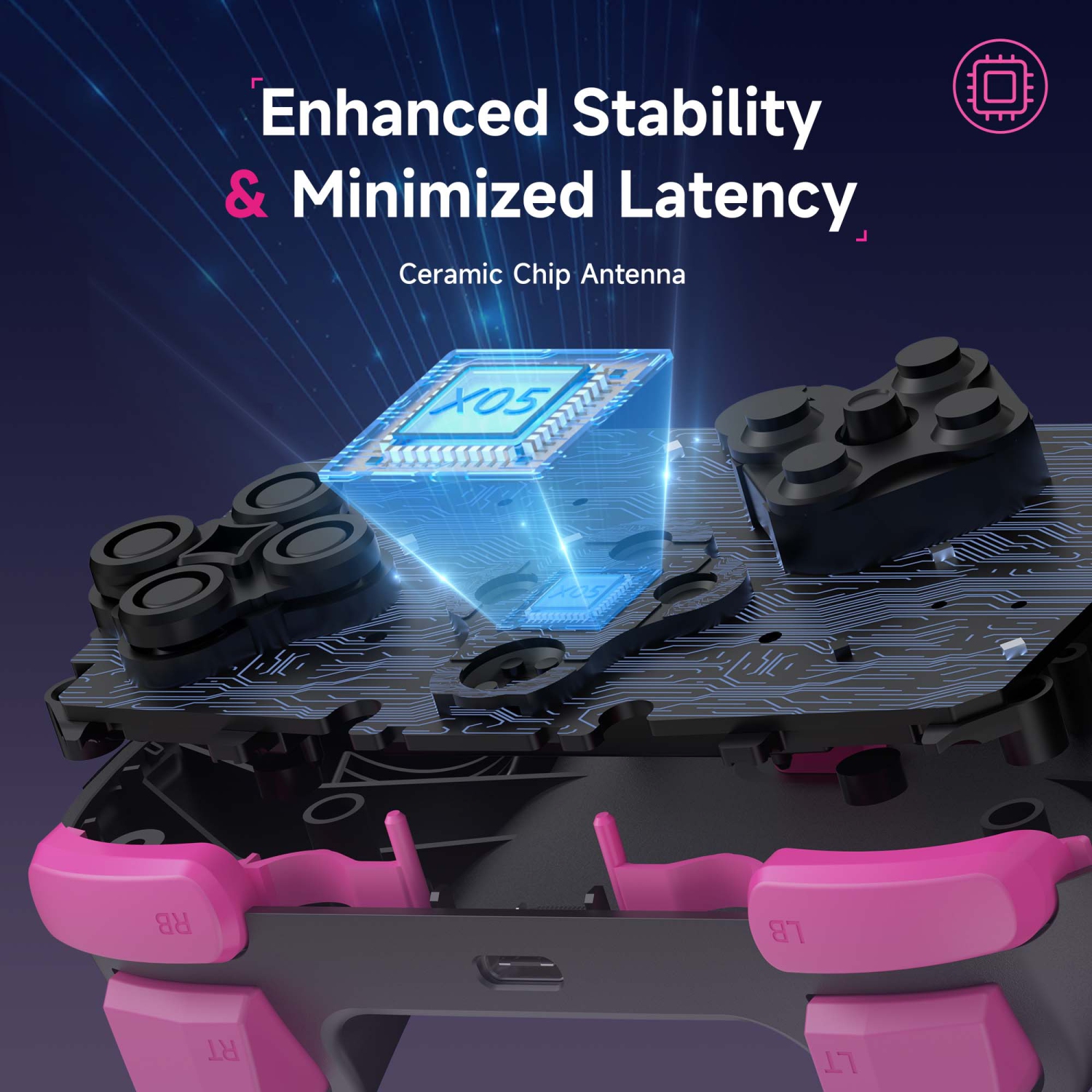 Manette sans fil EasySMX X05 pour Switch/PC/Android - Manette Bluetooth avec manches à balai à effet Hall et gâchette, Turbo, vibrations, RVB -B