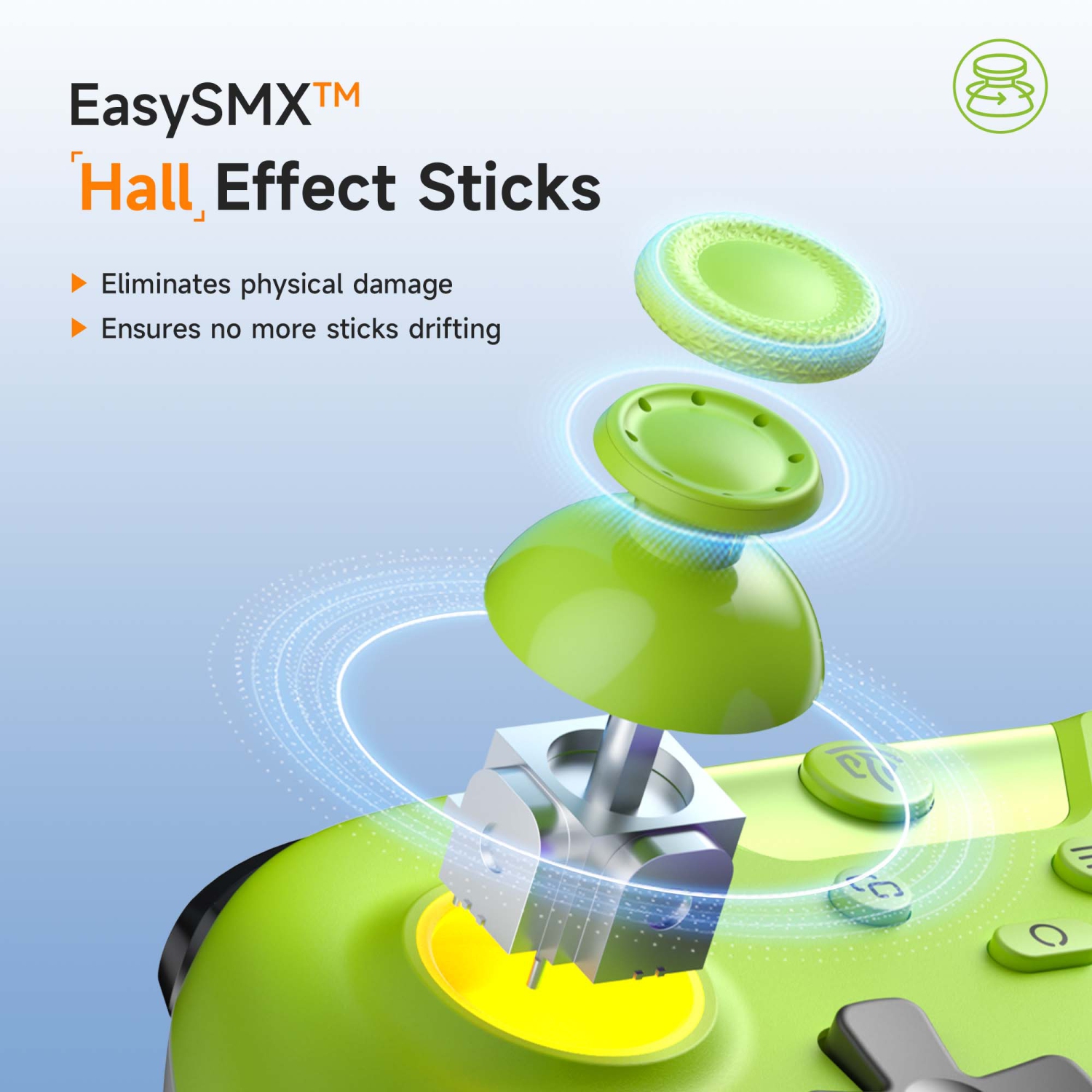 Manette sans fil EasySMX X05 pour Switch/PC/Android - Manette Bluetooth avec manches à balai à effet Hall et gâchette, Turbo, vibrations, RVB -G.