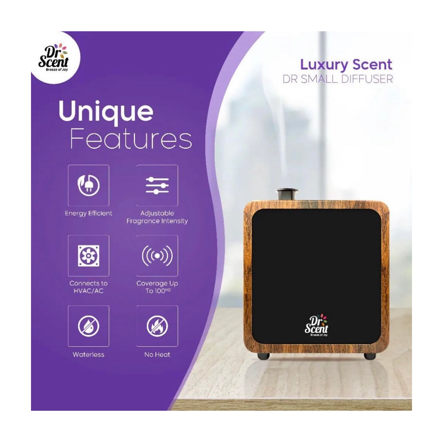 Dr. Scent Medium Luxury Aroma Diffuser supports Mobile APP - Elegant Wooden Style