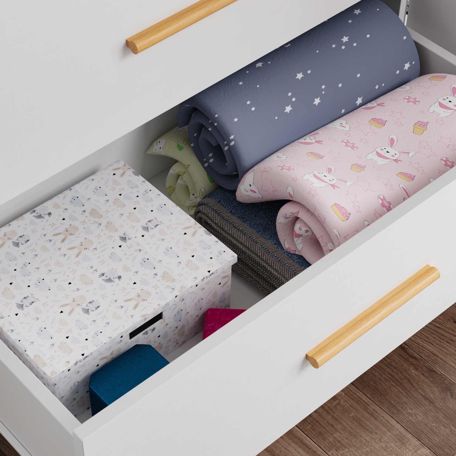 Armoire multifonctionnelle Famapy avec tringle, tablettes et deux grands tiroirs pour organiser votre chambre à coucher, blanc