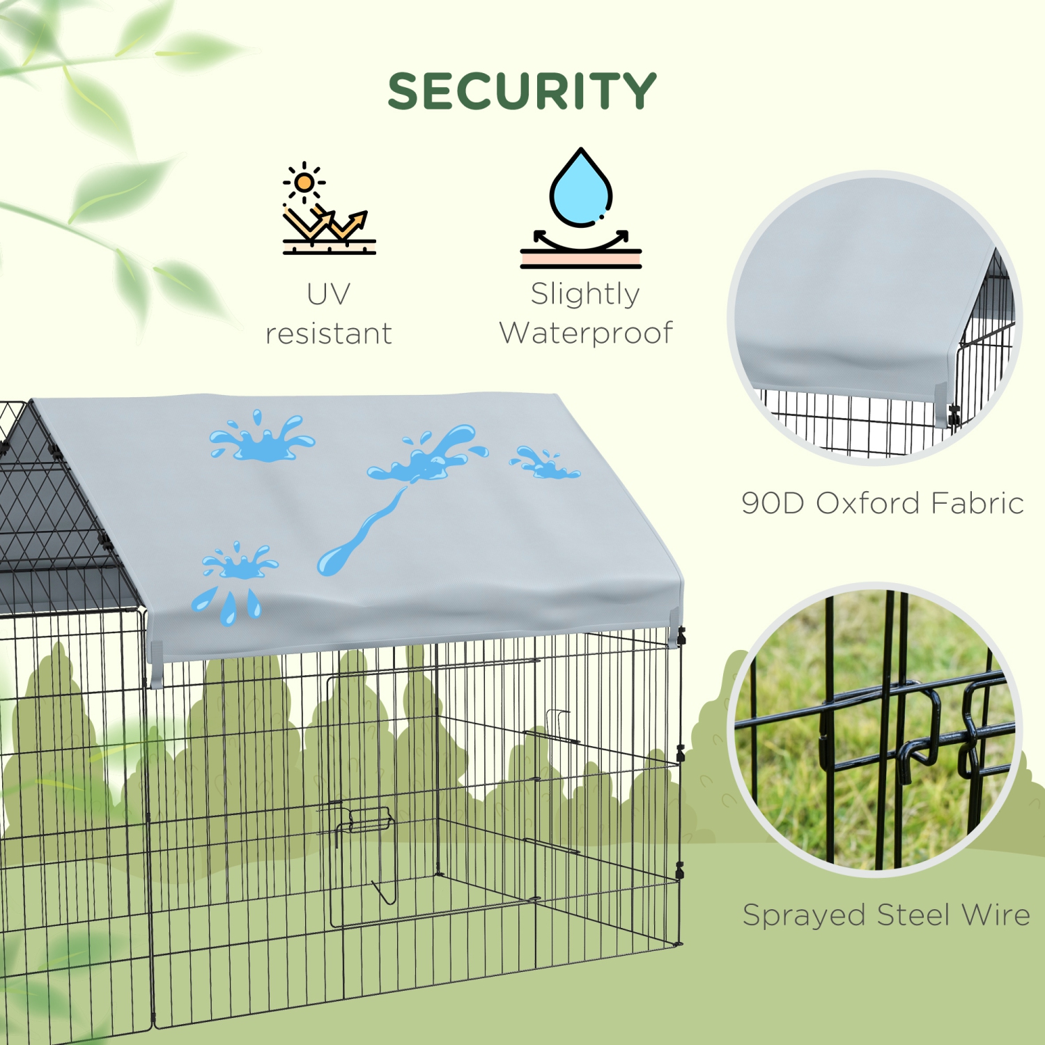 PawHut 87"L Small Animals Pet Playpen Catio Cage with Doors for Rabbits, Guinea Pig, Chicken, Chinchillas, Cat, Quail, Duck, Outdoor Indoor Use with