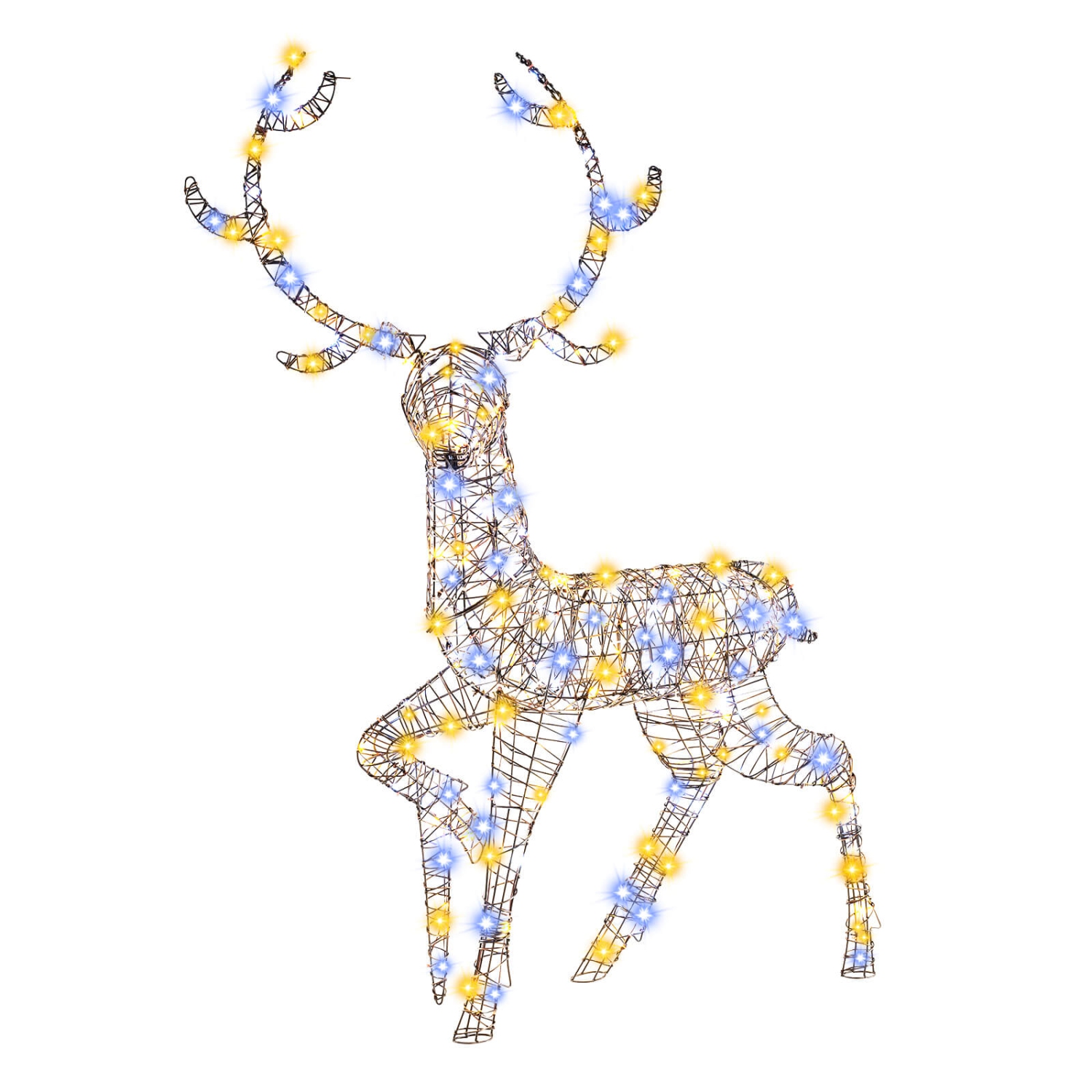 Costway 4.6 FT Pre-Lit Christmas Reindeer with 300 Bright LED Lights Zip Ties Ground Stakes