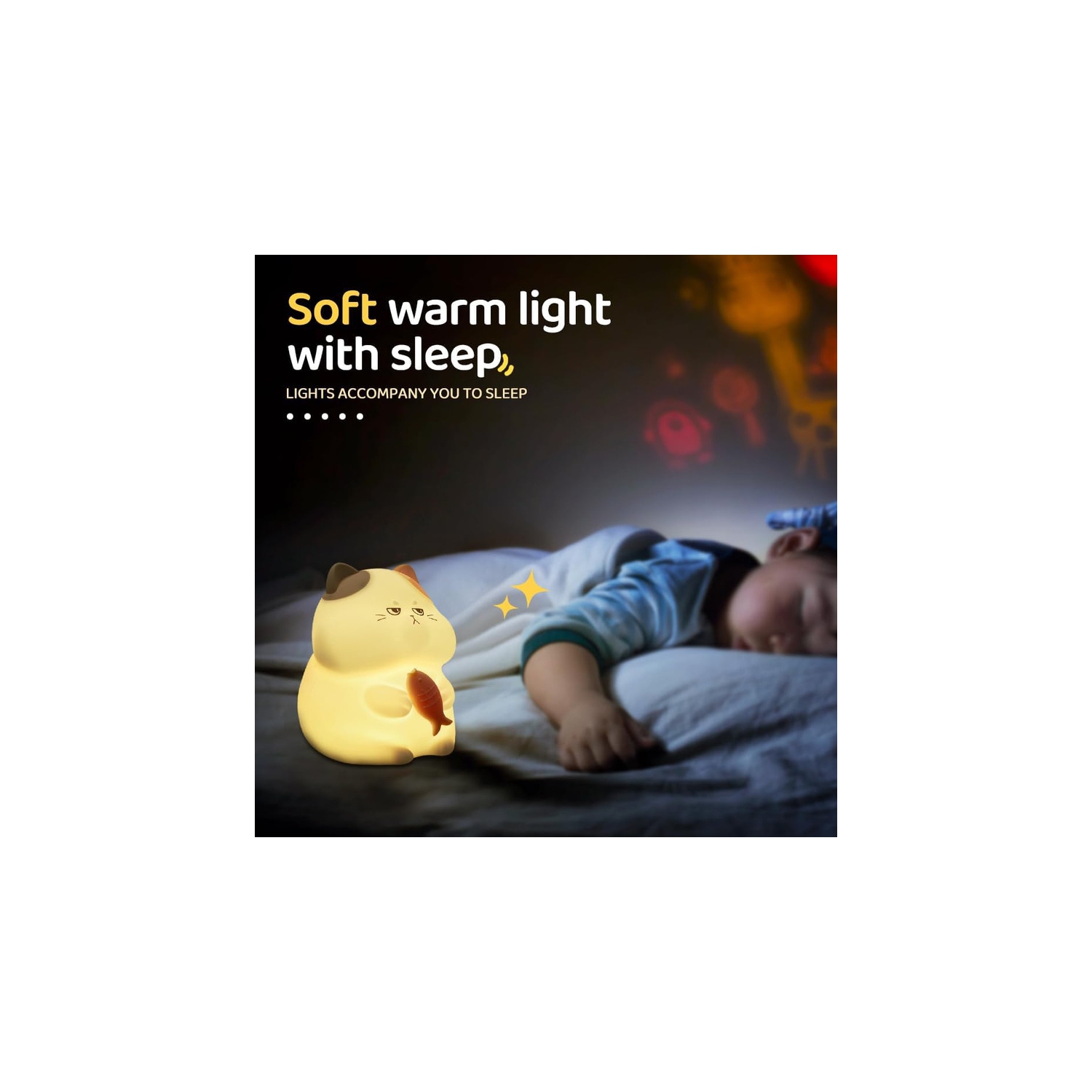 Veilleuse en silicone Cute Cat 7 couleurs modifiables 3 Luminosité Lampe de nuit rechargeable KAWAII pour décoration de chambre d'enfant