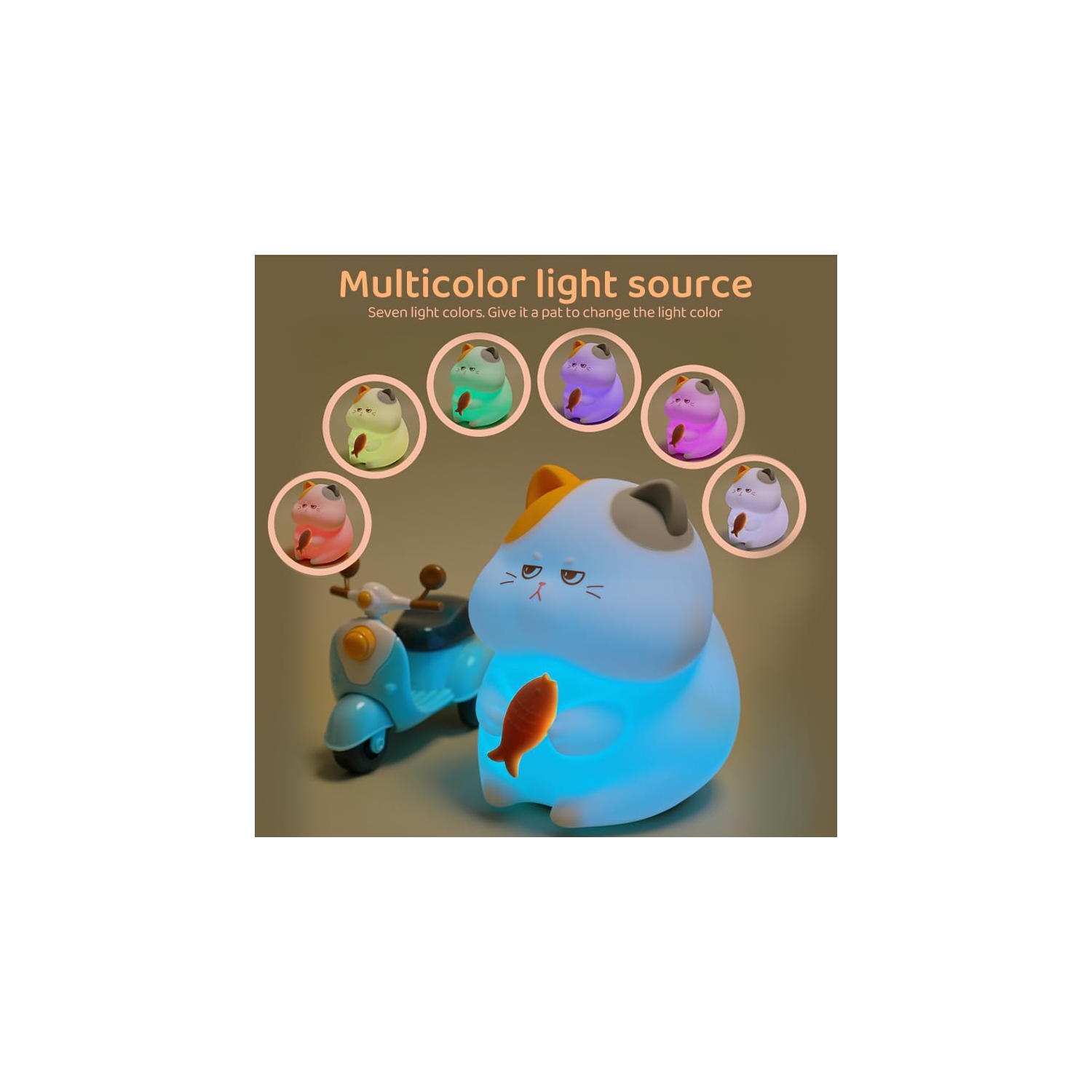 Veilleuse en silicone Cute Cat 7 couleurs modifiables 3 Luminosité Lampe de nuit rechargeable KAWAII pour décoration de chambre d'enfant