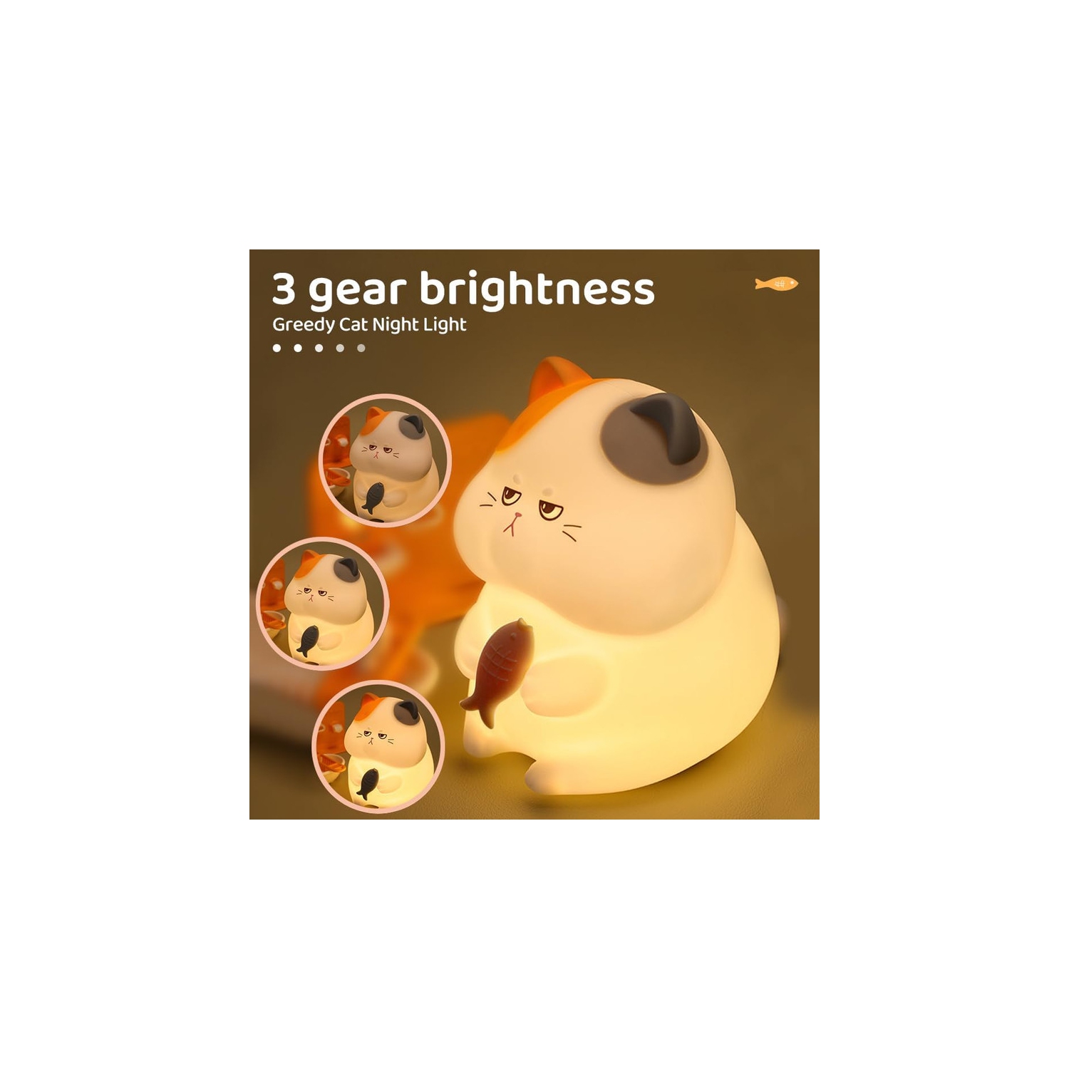 Veilleuse en silicone Cute Cat 7 couleurs modifiables 3 Luminosité Lampe de nuit rechargeable KAWAII pour décoration de chambre d'enfant