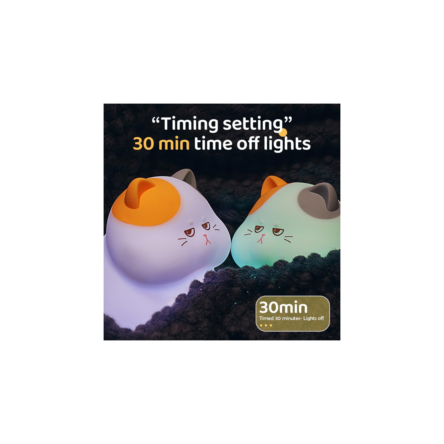 Veilleuse en silicone Cute Cat 7 couleurs modifiables 3 Luminosité Lampe de nuit rechargeable KAWAII pour décoration de chambre d'enfant