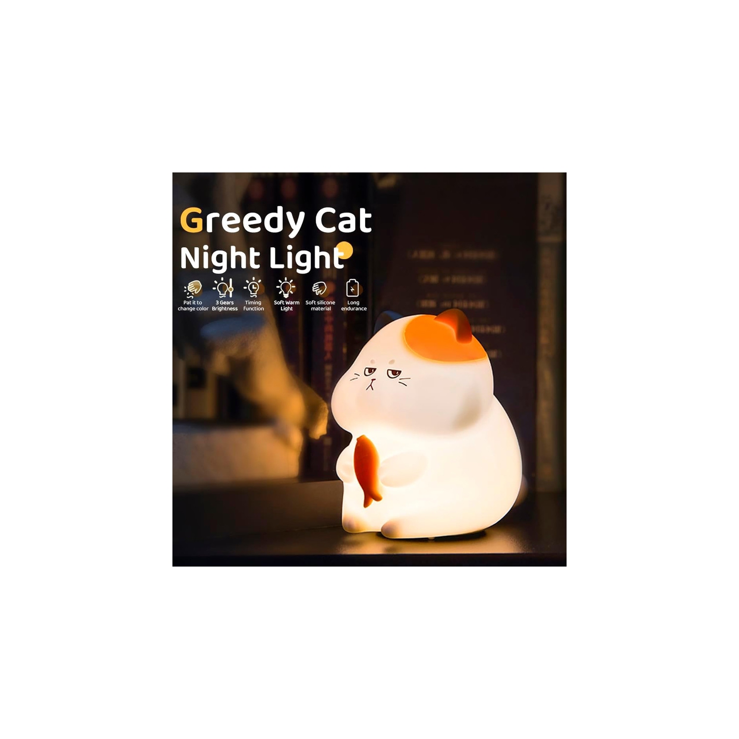 Veilleuse en silicone Cute Cat 7 couleurs modifiables 3 Luminosité Lampe de nuit rechargeable KAWAII pour décoration de chambre d'enfant