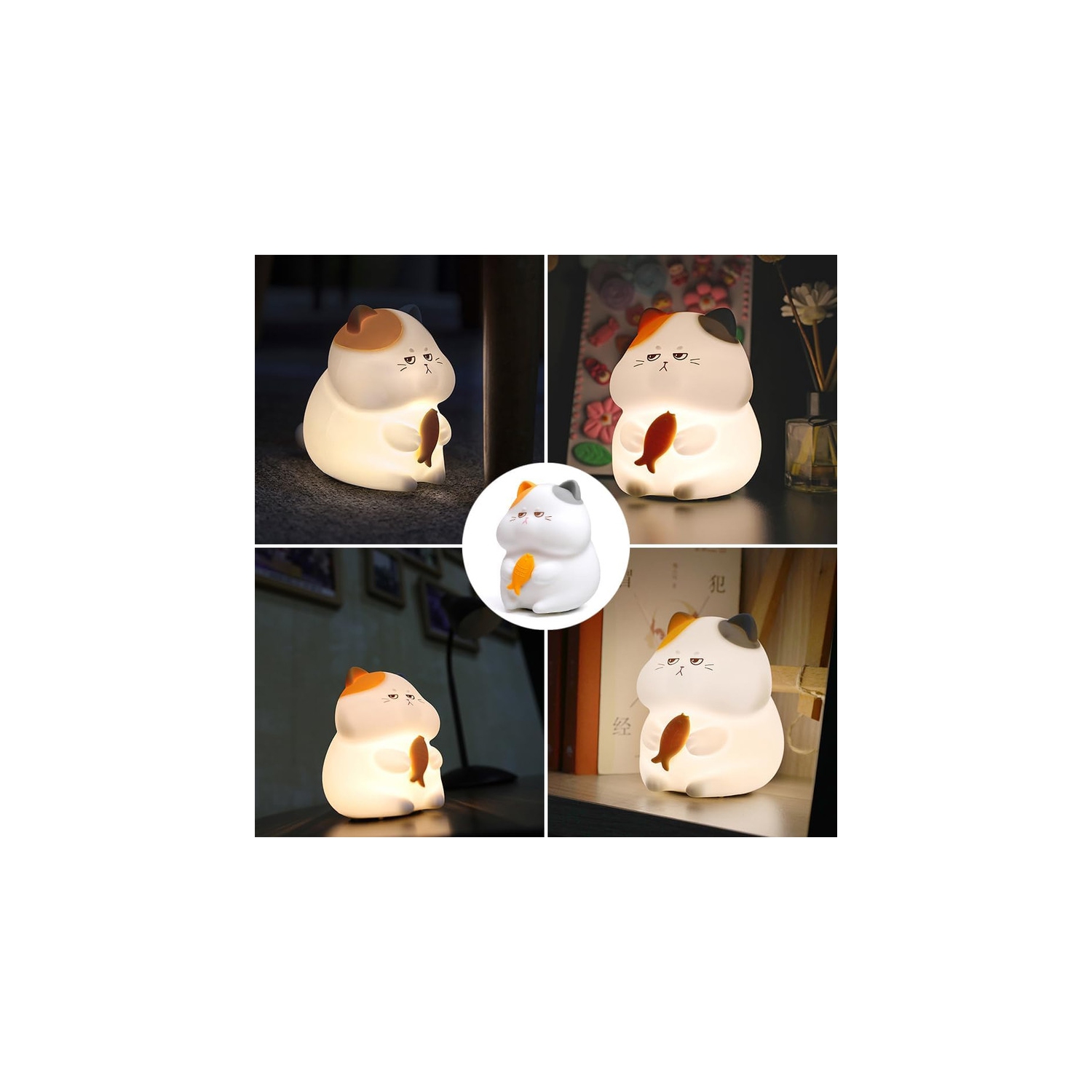 Veilleuse en silicone Cute Cat 7 couleurs modifiables 3 Luminosité Lampe de nuit rechargeable KAWAII pour décoration de chambre d'enfant