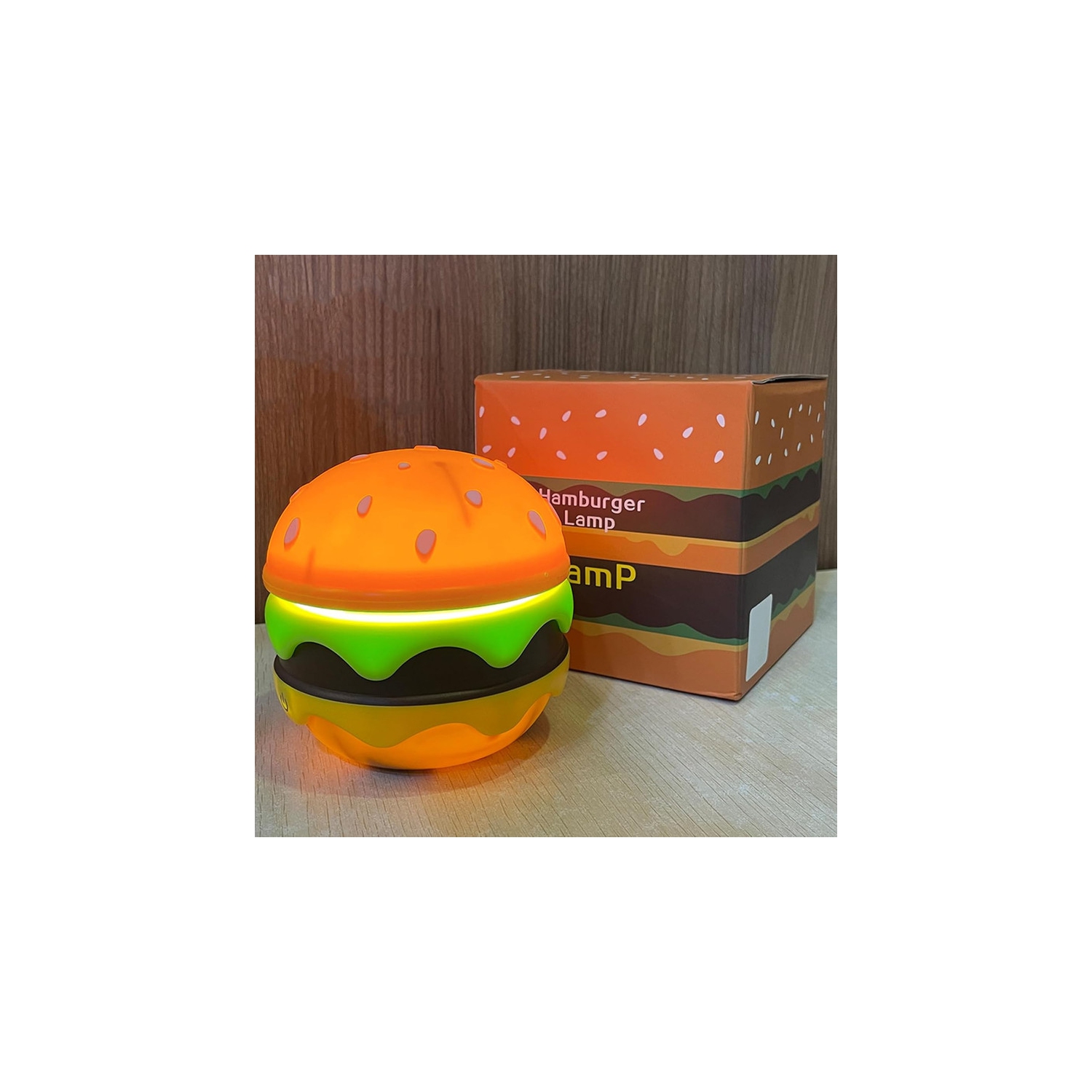 Small Table Lamp Hamburger Night Light Cute Rechargeable LED Desk Lamp with Dimmable Flexible Hose Touch Switch Nursery Night Light Kawaii Desk