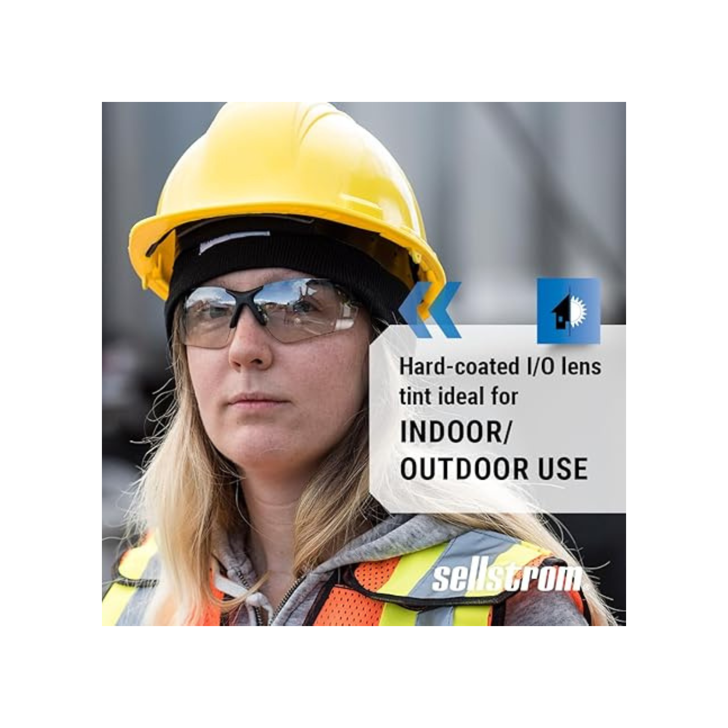 Sleek, Slip-Resistant, Anti-Fog Hard Coating Protective Eyewear Safety Glasses, Smoke Lens, Co-Molded Temples, High Impact Optical Correct Wrap Style