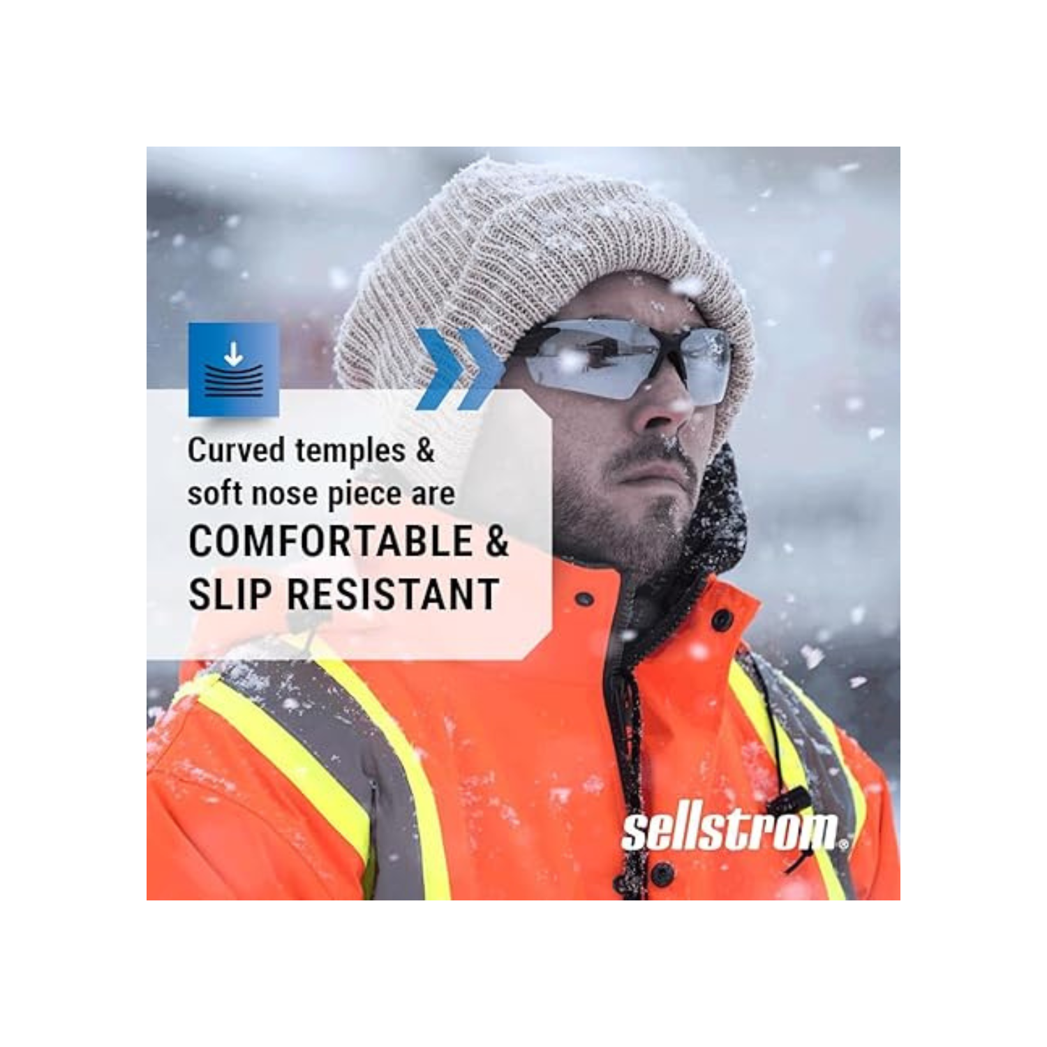 Sleek, Slip-Resistant, Anti-Fog Hard Coating Protective Eyewear Safety Glasses, Smoke Lens, Co-Molded Temples, High Impact Optical Correct Wrap Style