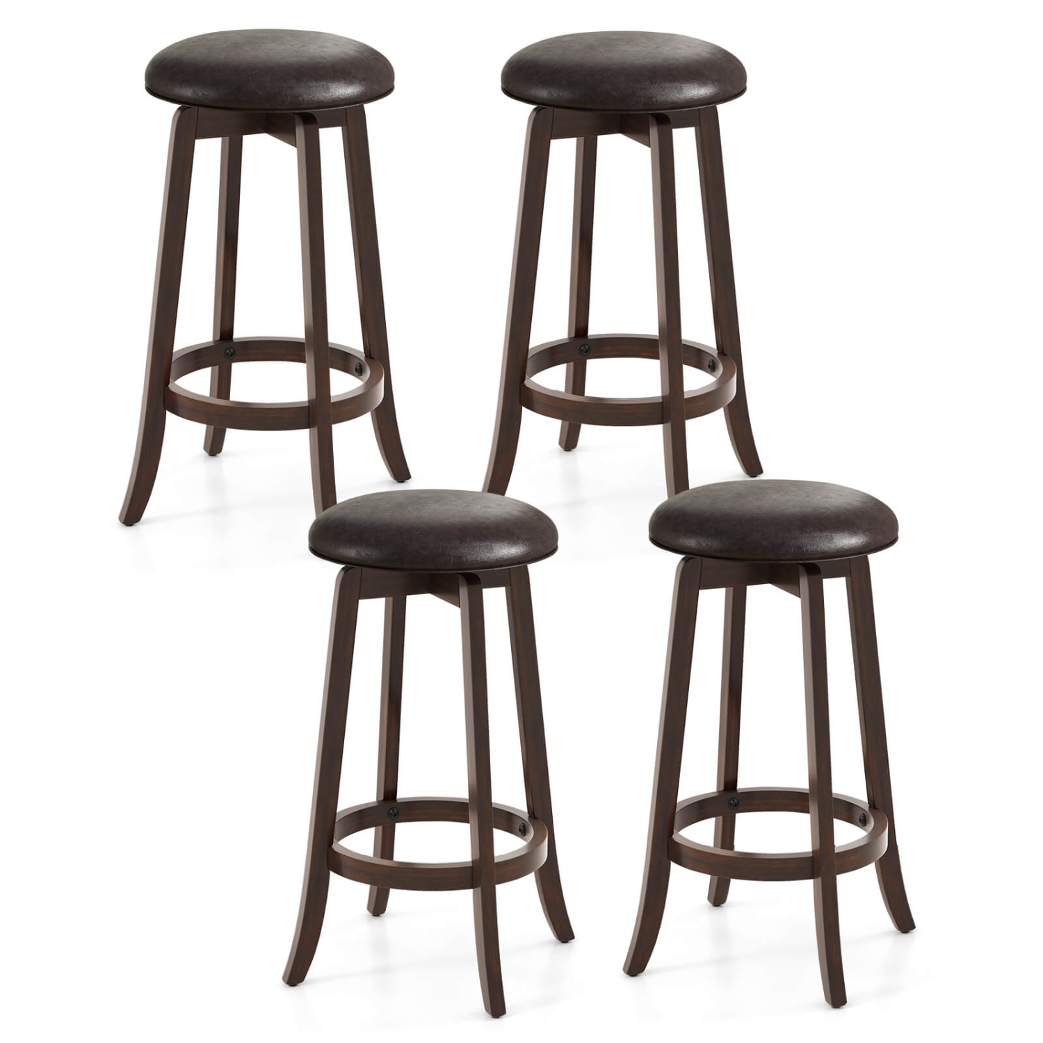 Costway 29" Counter Height Stools Set of 4 with 360° Swivel Round Seat & Footrest