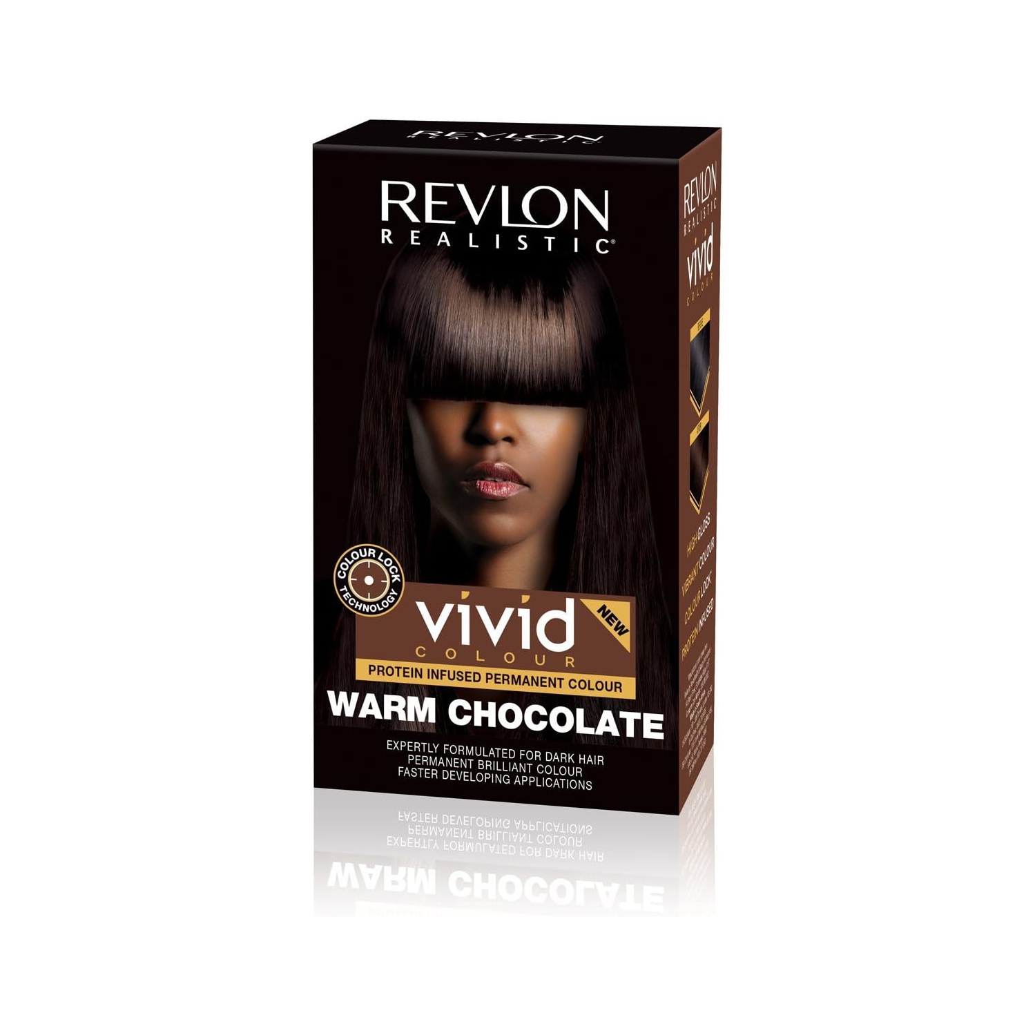 Colorant capillaire permanent infusé de protéines Realistic Vivid Colour de Revlon avec technologie Color Lock, chocolat chaud 110&nbsp;ml