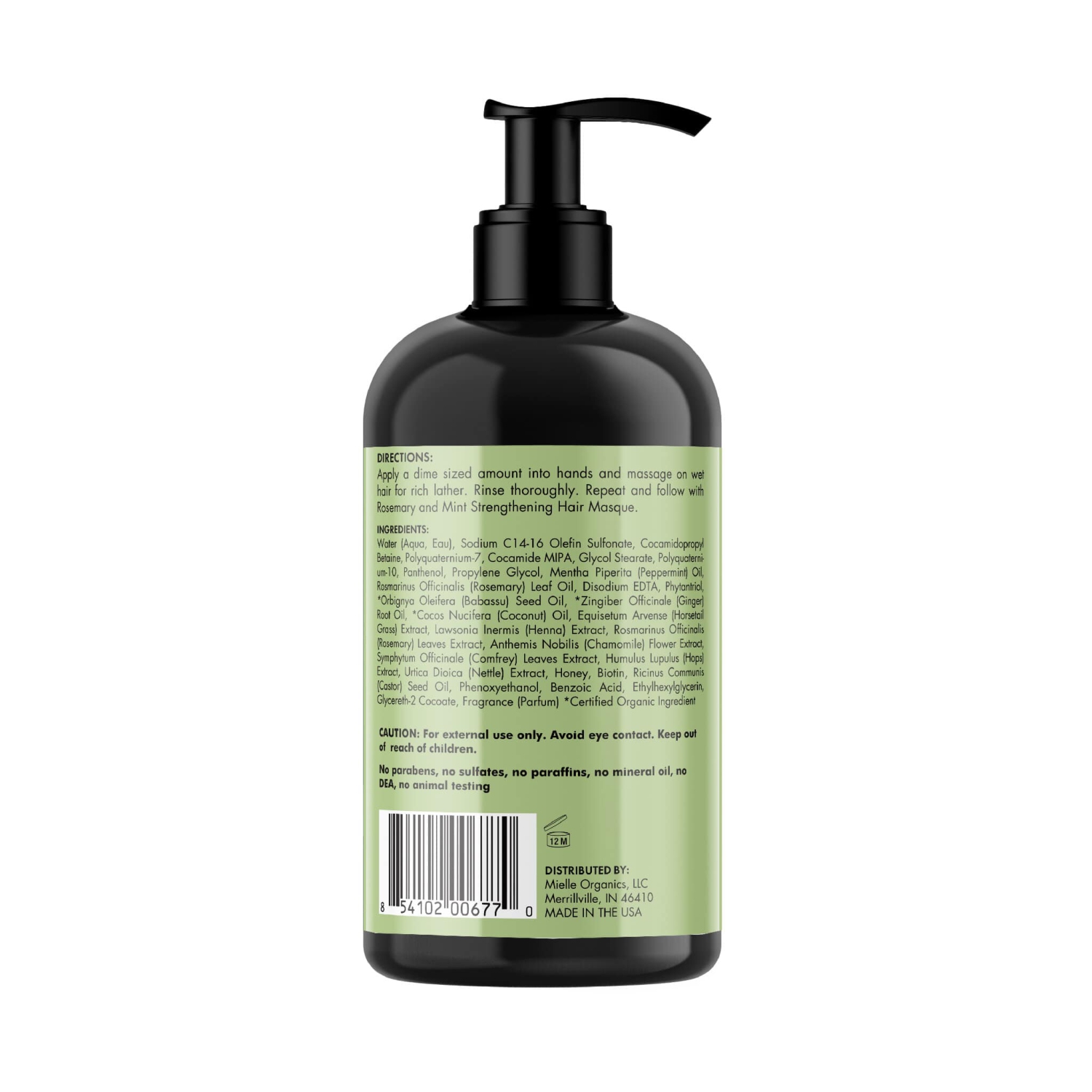 Shampooing quotidien Renforcement nourrissant à la menthe romaine Mielle avec biotine, 12 oz liq., tous types de cheveux
