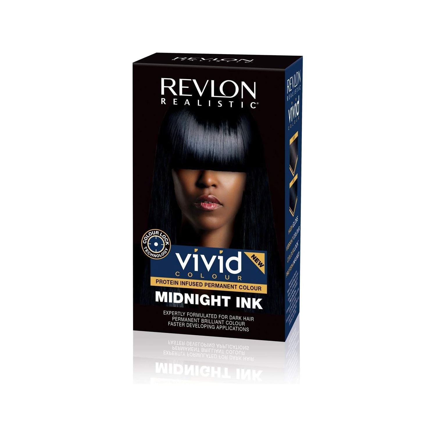 Revlon Realistic Vivid Colour Protein Infused Permanent Color Hair Dye with Color Lock Technology, Midnight Ink 110ml