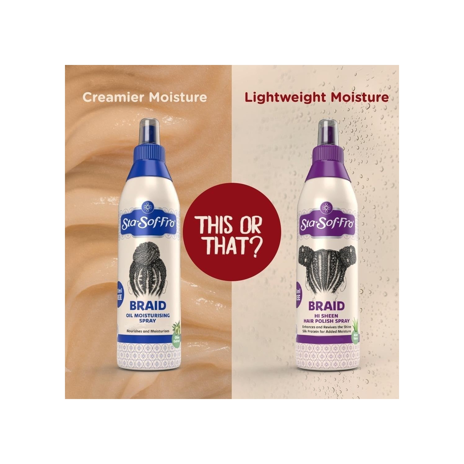 250&nbsp;ml hydratant à l'huile STA-Sof-fro Braids