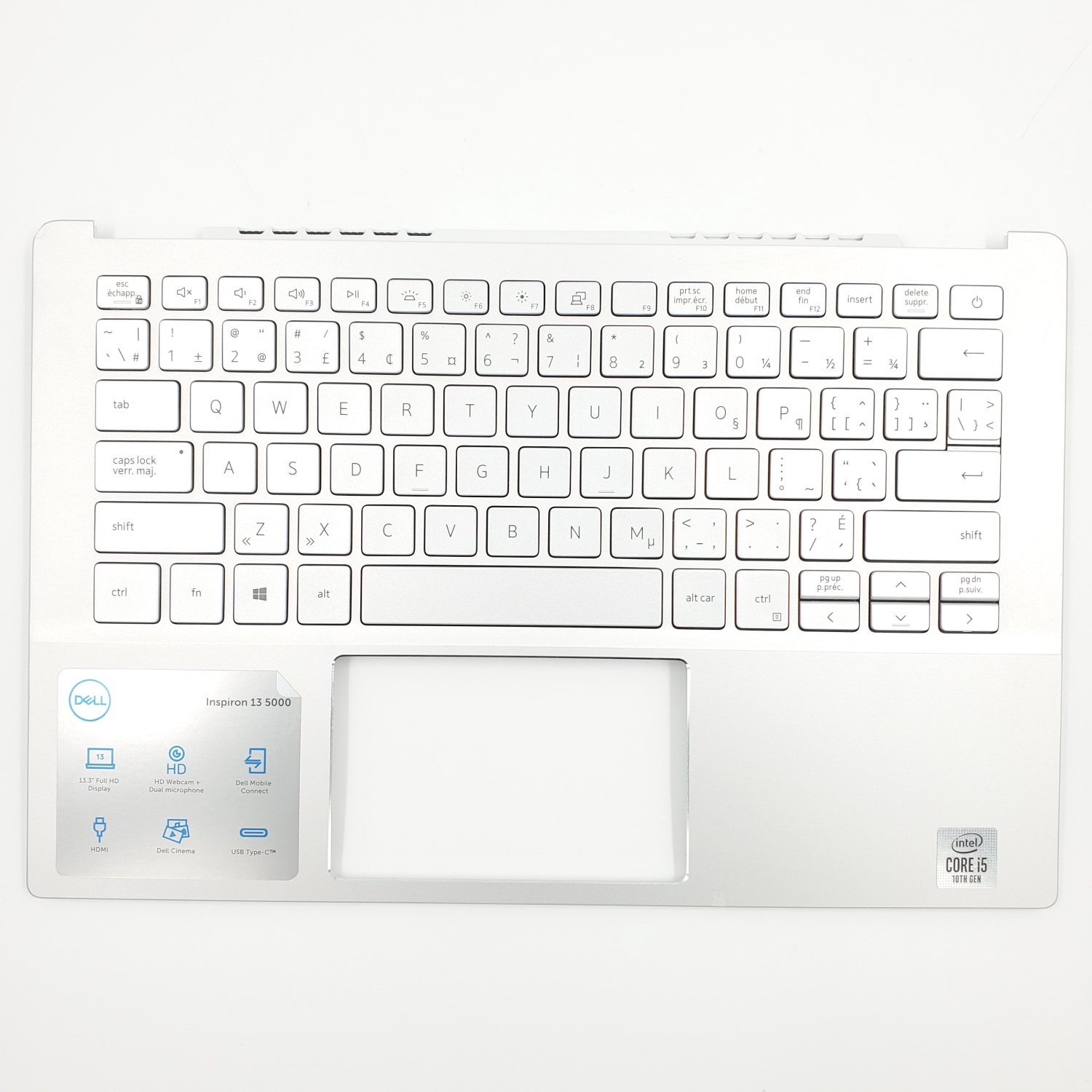 Refurbished Dell Inspiron 13 5000 Series Palmrest w/ Keyboard Silver 13TD8