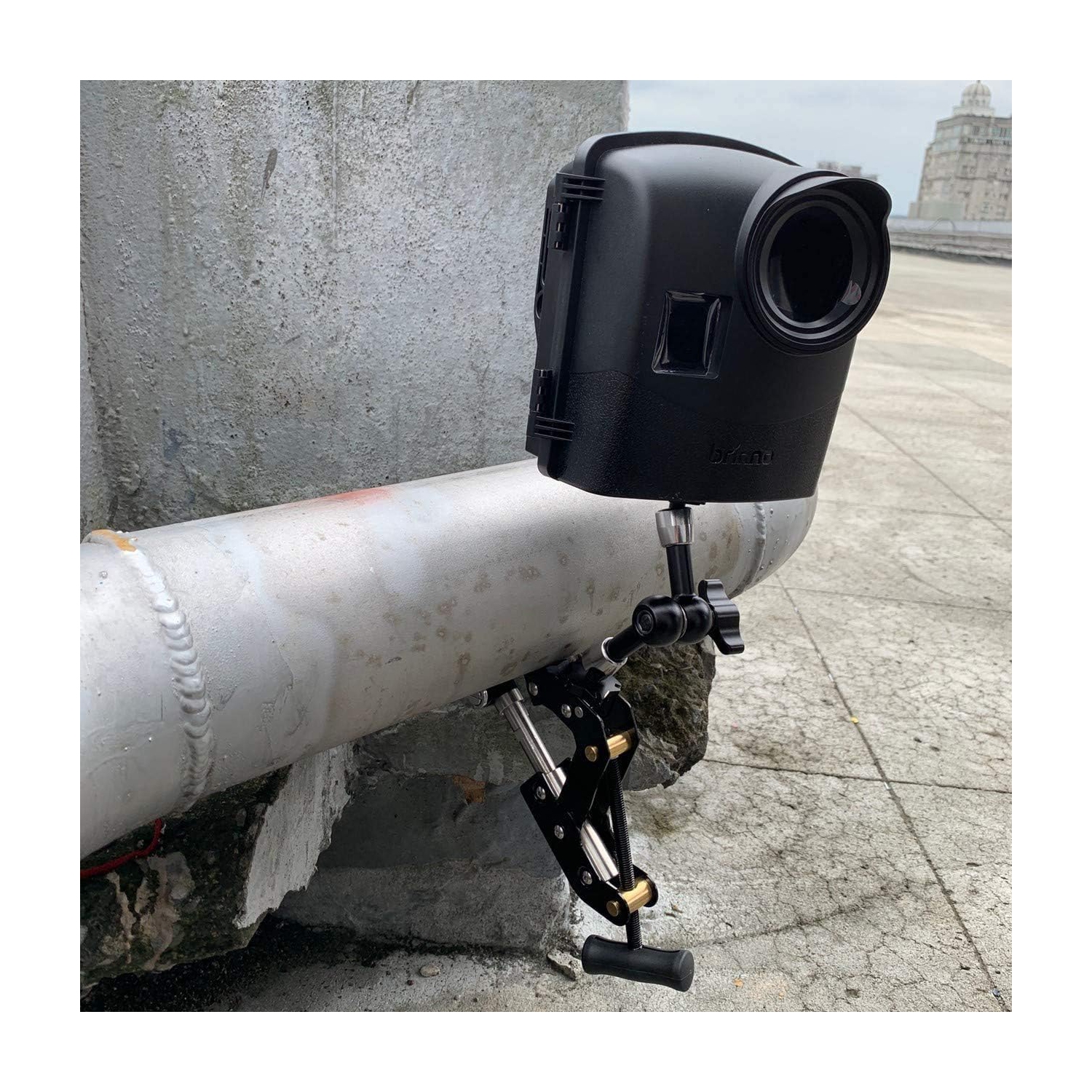 Pince pour appareil photo Brinno Plus ACC1000P – Trousse de fixation avec bras, rallonge et clé – Se fixe aux objets plats ou ronds, trépied pivotant