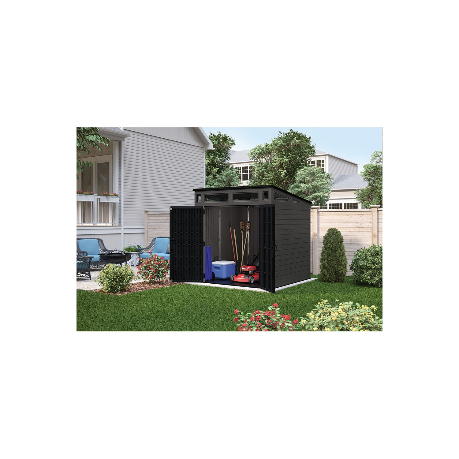 Suncast - Modernist 7" x 7' Storage Shed - Peppercorn/Black