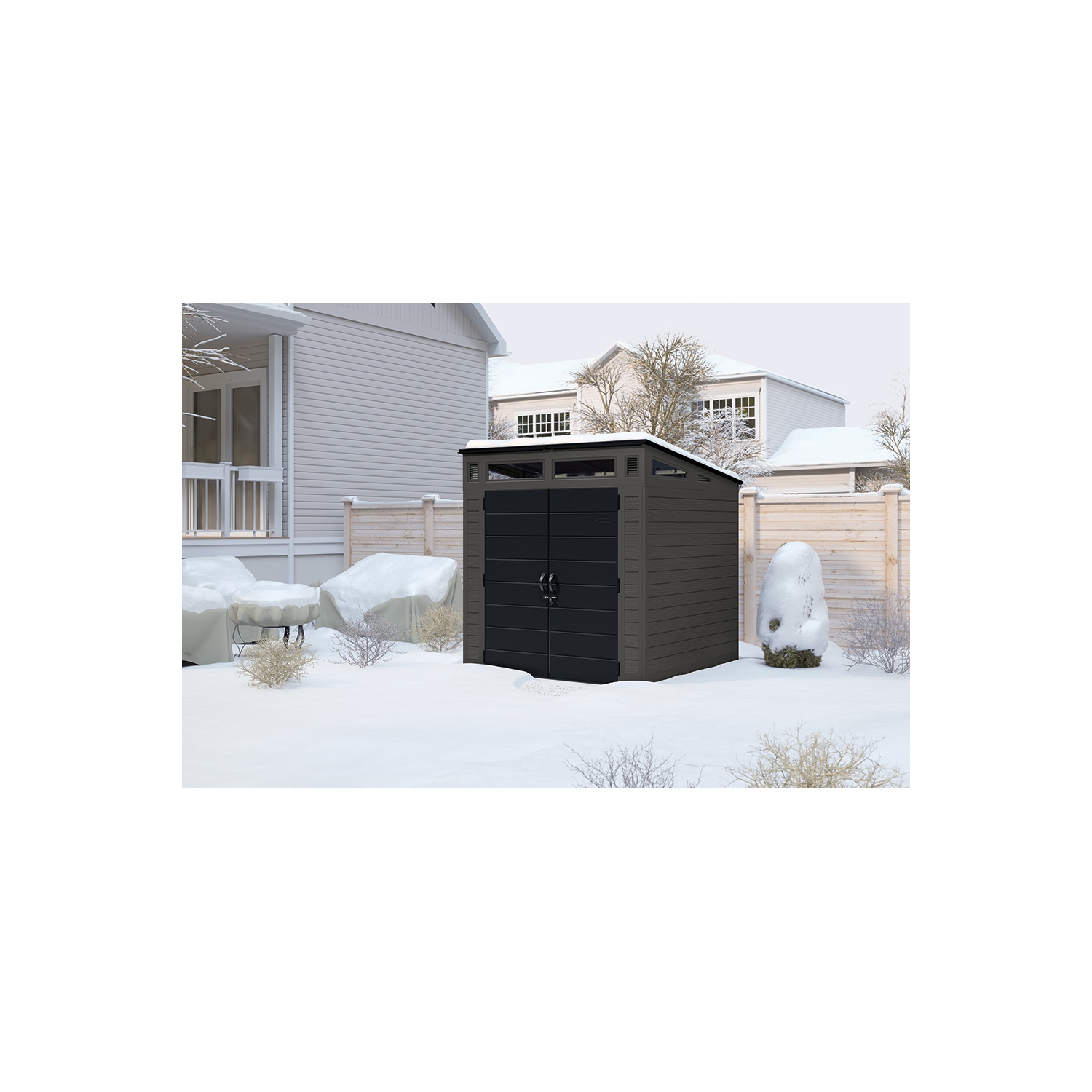 Suncast - Modernist 7" x 7' Storage Shed - Peppercorn/Black