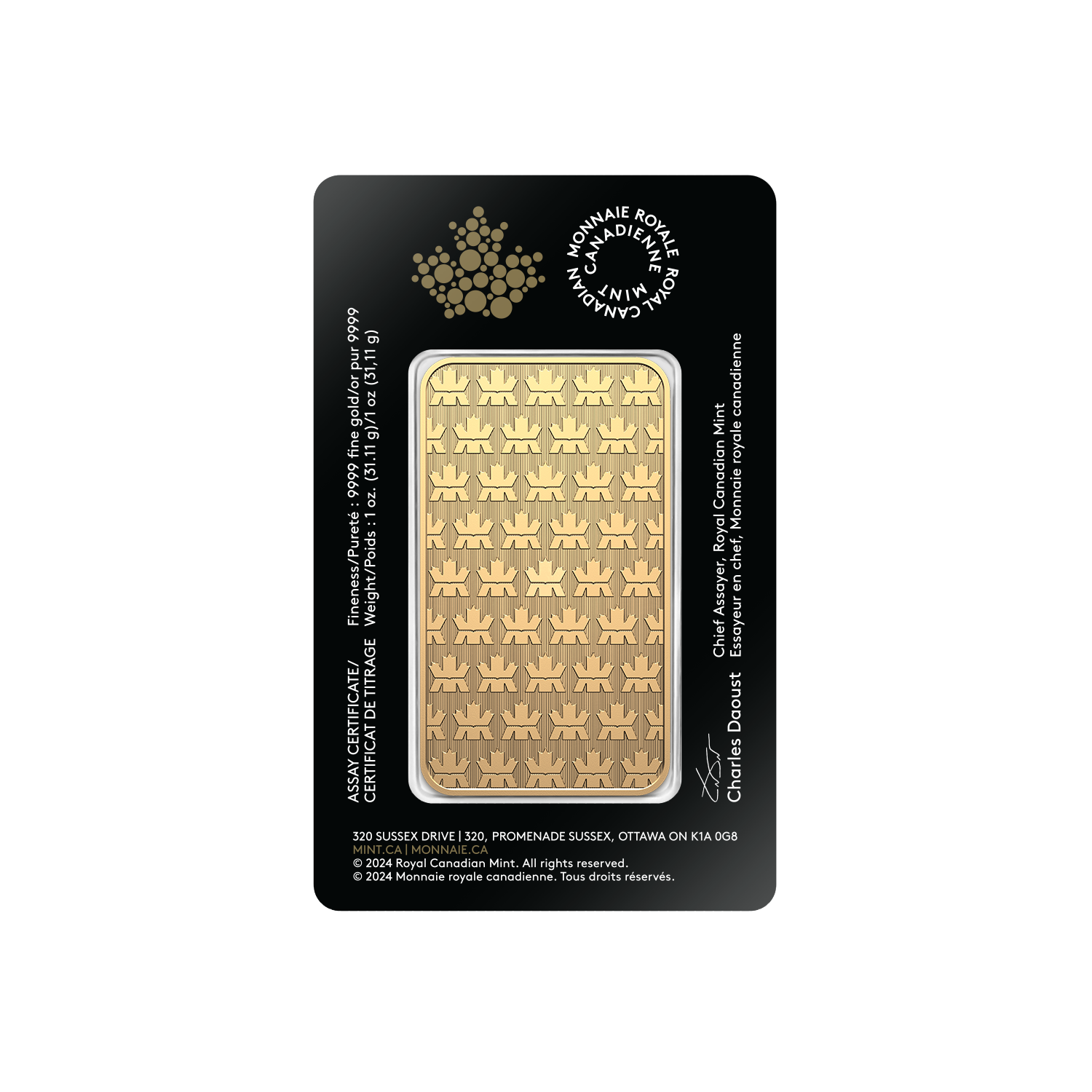 1 oz Royal Canadian Mint Gold Bar