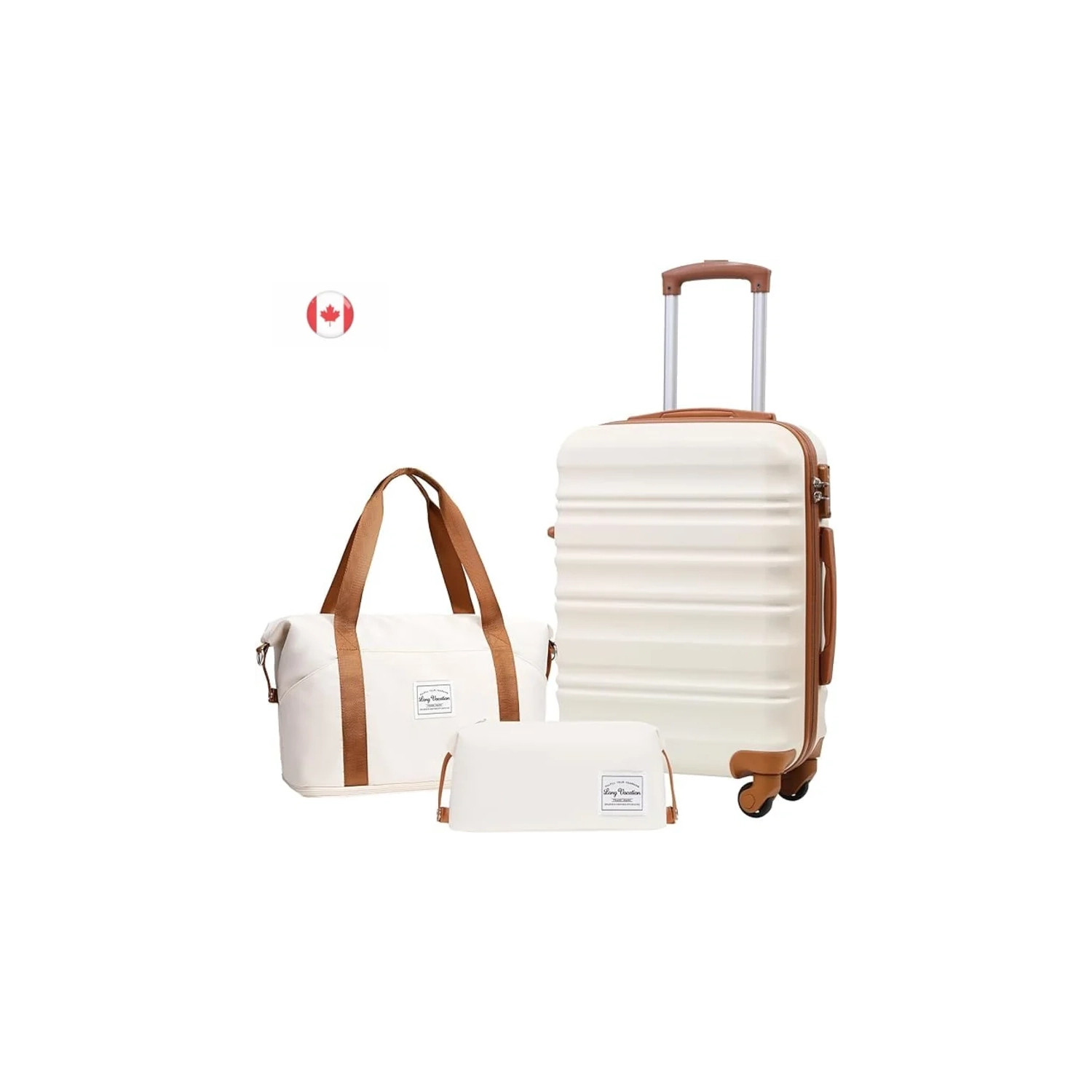 Ensemble de 3 valises rigides ABS avec verrou TSA et roulettes pivotantes - Valise de cabine de 20&nbsp;po