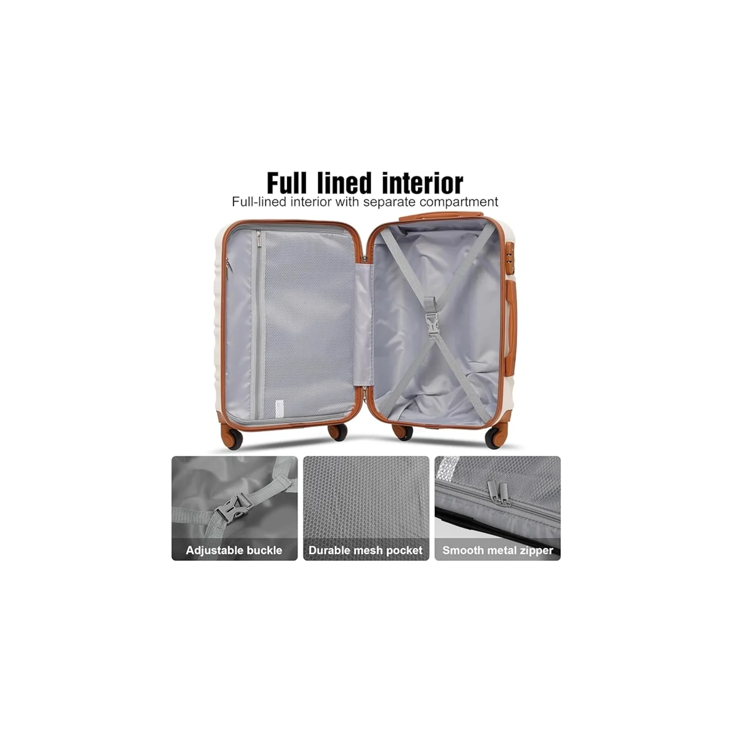 Ensemble de 3 valises rigides ABS avec verrou TSA et roulettes pivotantes - Valise de cabine de 20 po