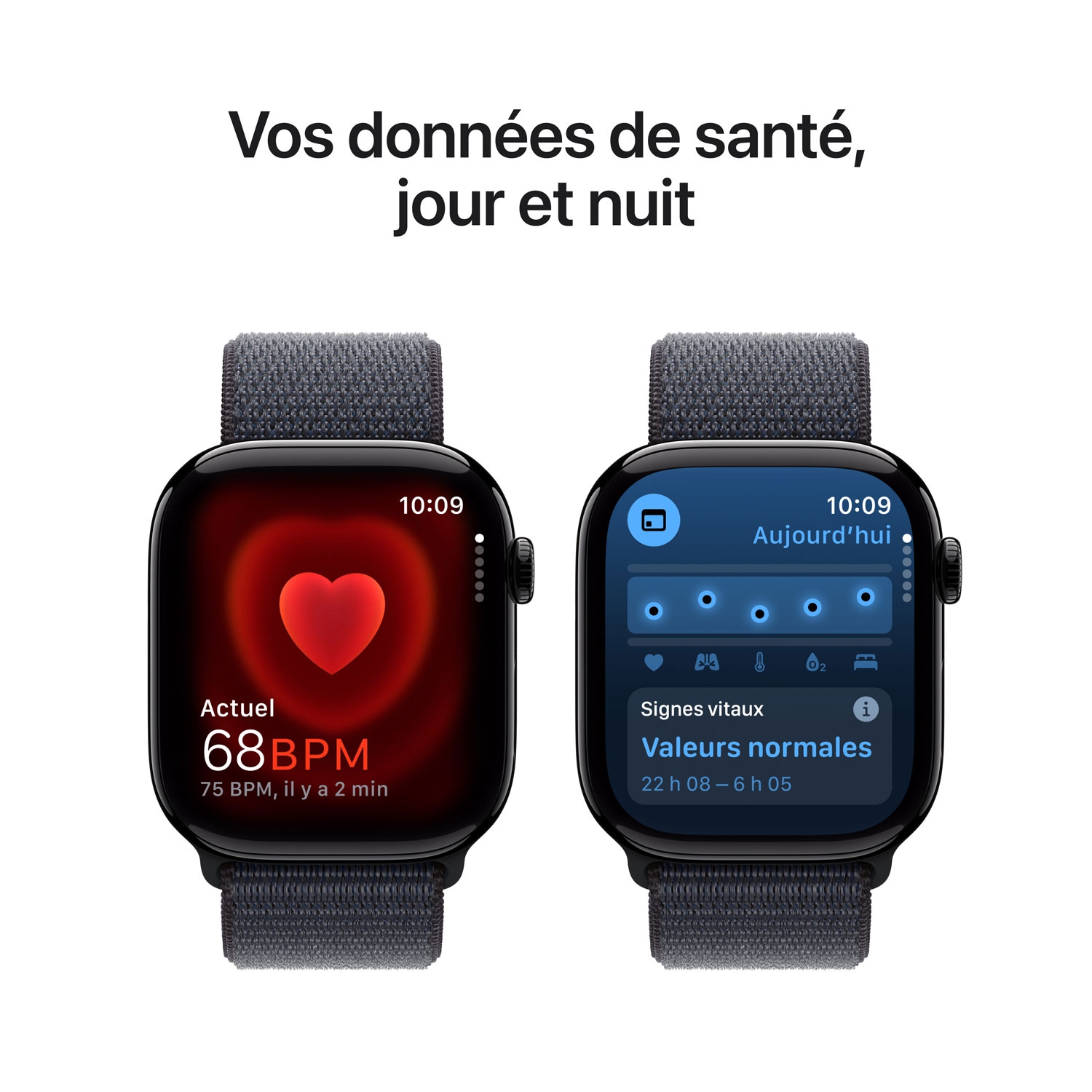 Boîte ouverte - Apple Watch Series 10 46&nbsp;mm avec boîtier en aluminium noir de jais et bracelet sport à encre