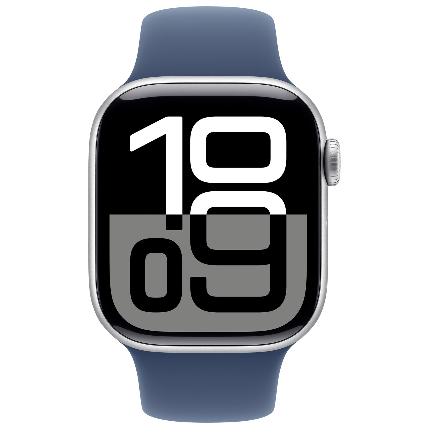 Remis à neuf - Apple Watch Series 10 (GPS + cellulaire) 42&nbsp;mm avec boîtier en aluminium argenté et bracelet sport denim - Petit/Moyen