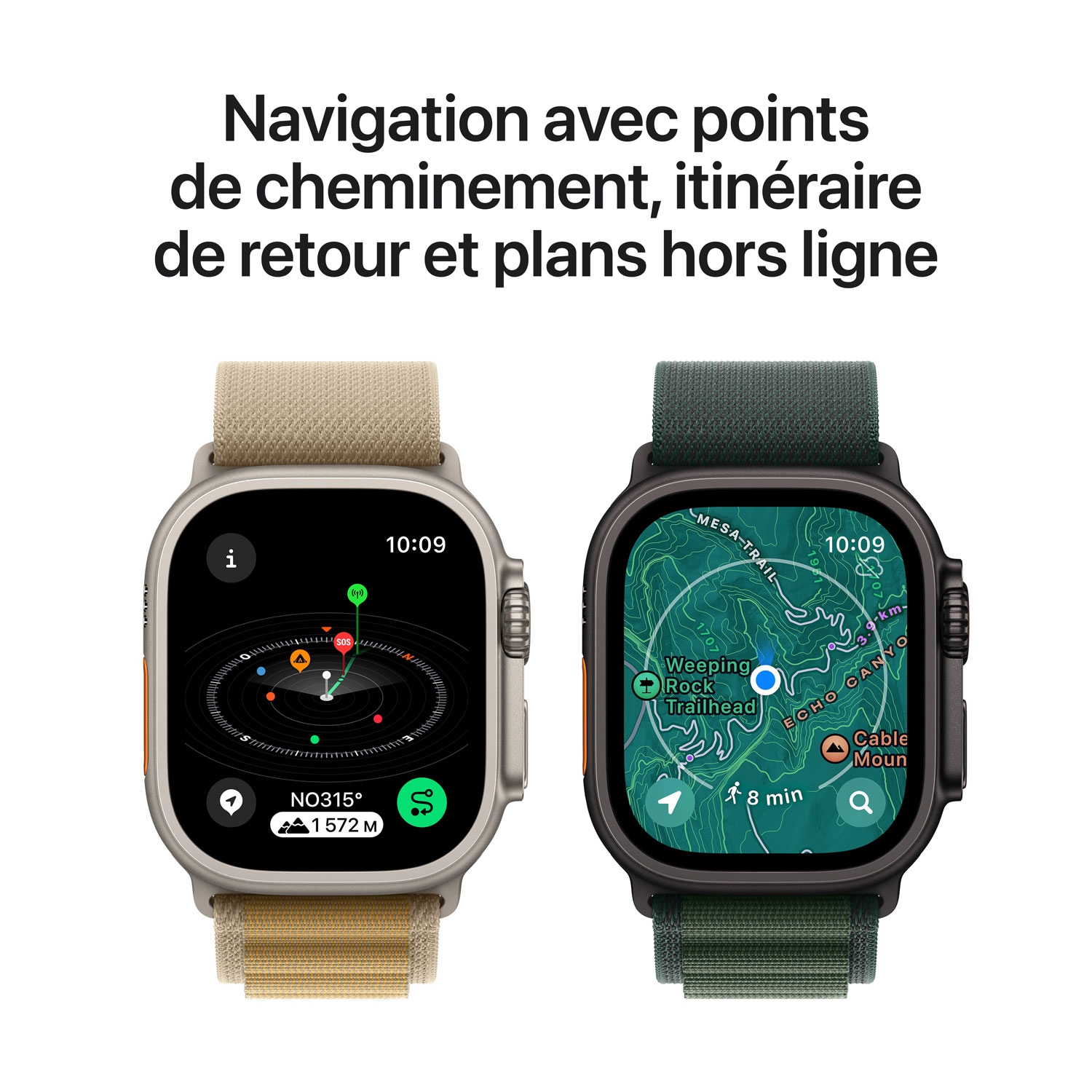Remis à neuf - Apple Watch Ultra 2 (GPS + cellulaire) avec boîtier en titane noir et bracelet Sentier noir de 49&nbsp;mm - Moyen/Grand