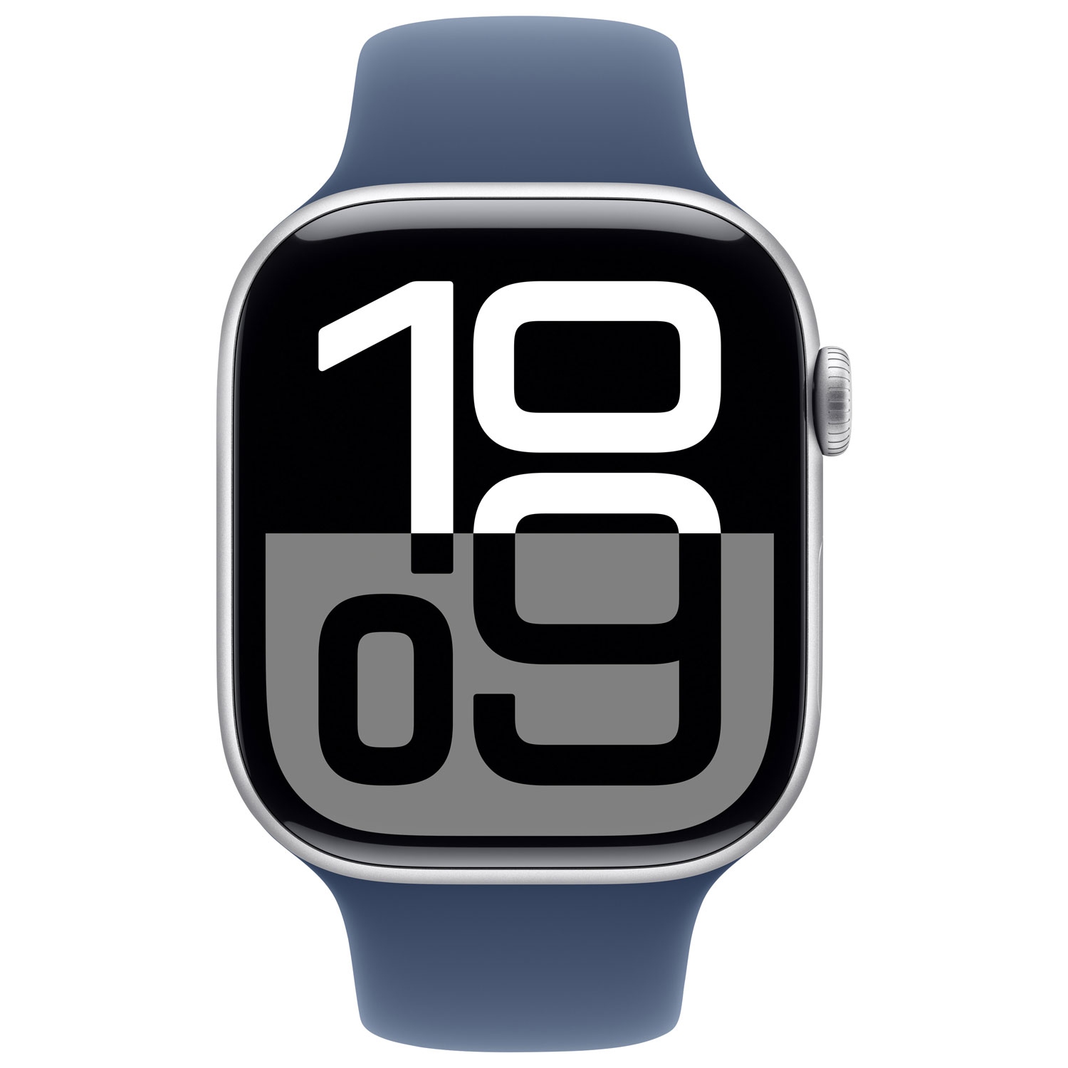 Boîte ouverte - Apple Watch Series 10 46 mm avec boîtier en aluminium argenté et bracelet sport denim - Petit/Moyen