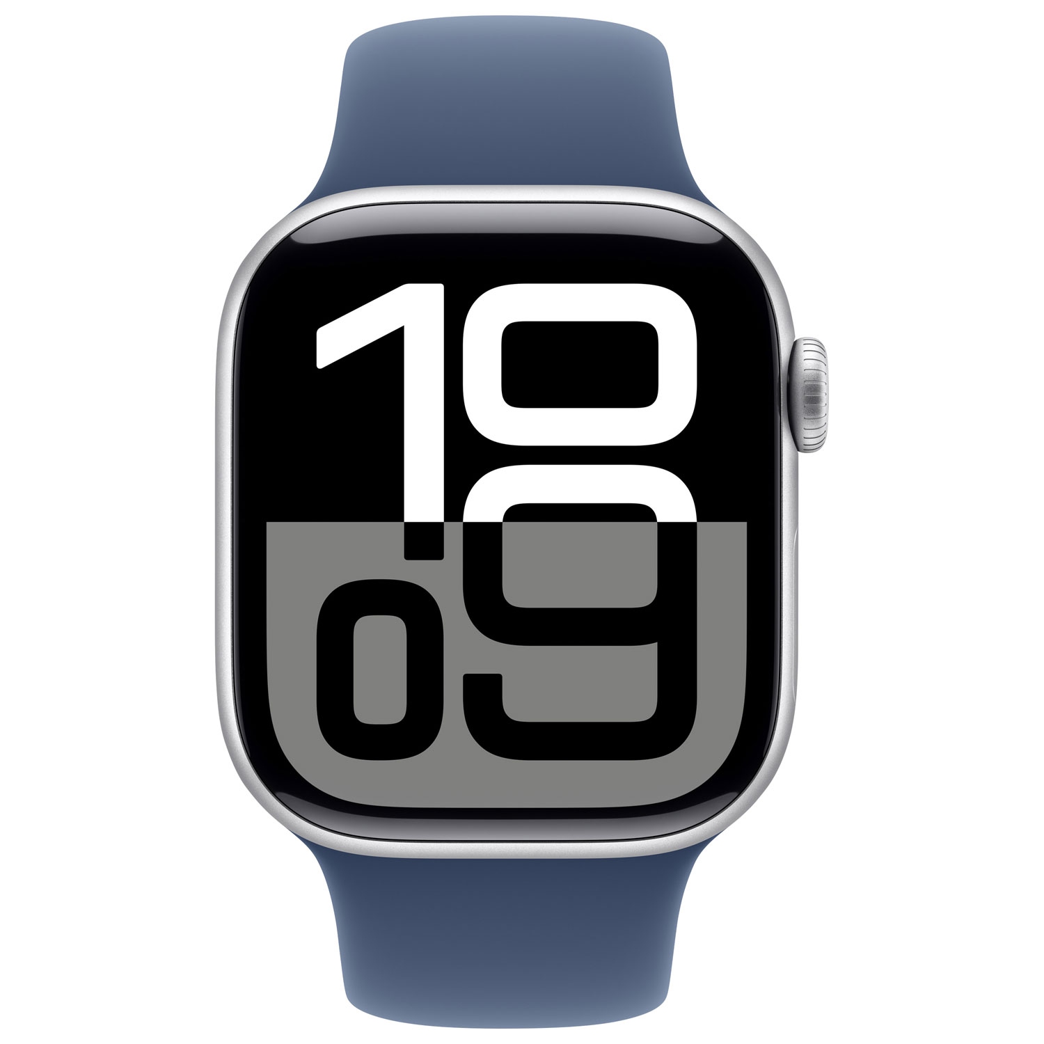 Remis à neuf - Apple Watch Series 10 (GPS) 42&nbsp;mm avec boîtier en aluminium argenté et bracelet sport denim - Petit/Moyen