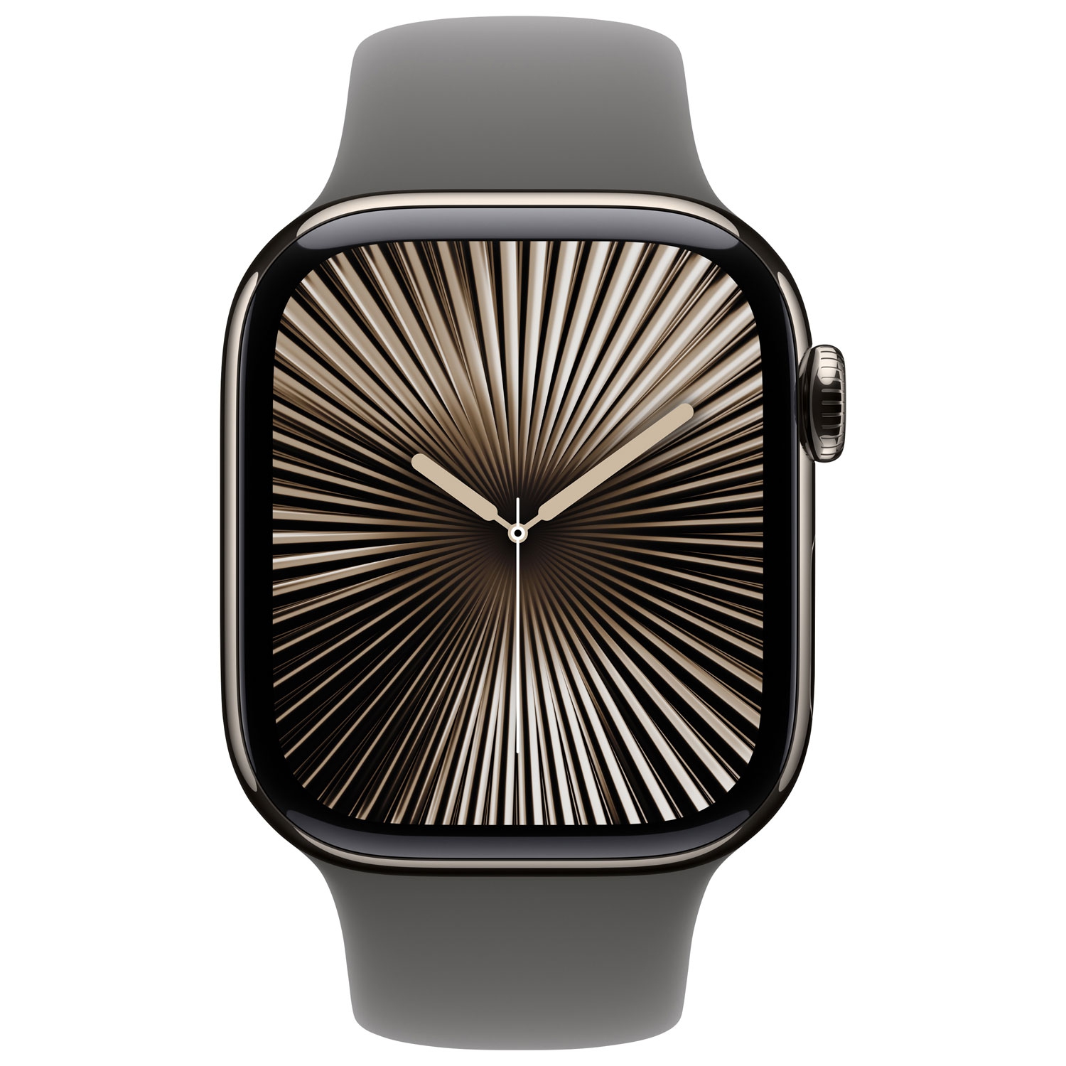 Boîte ouverte - Apple Watch Series 10 42&nbsp;mm avec boîtier en titane naturel et bracelet sport gris pierre - Petit/Moyen