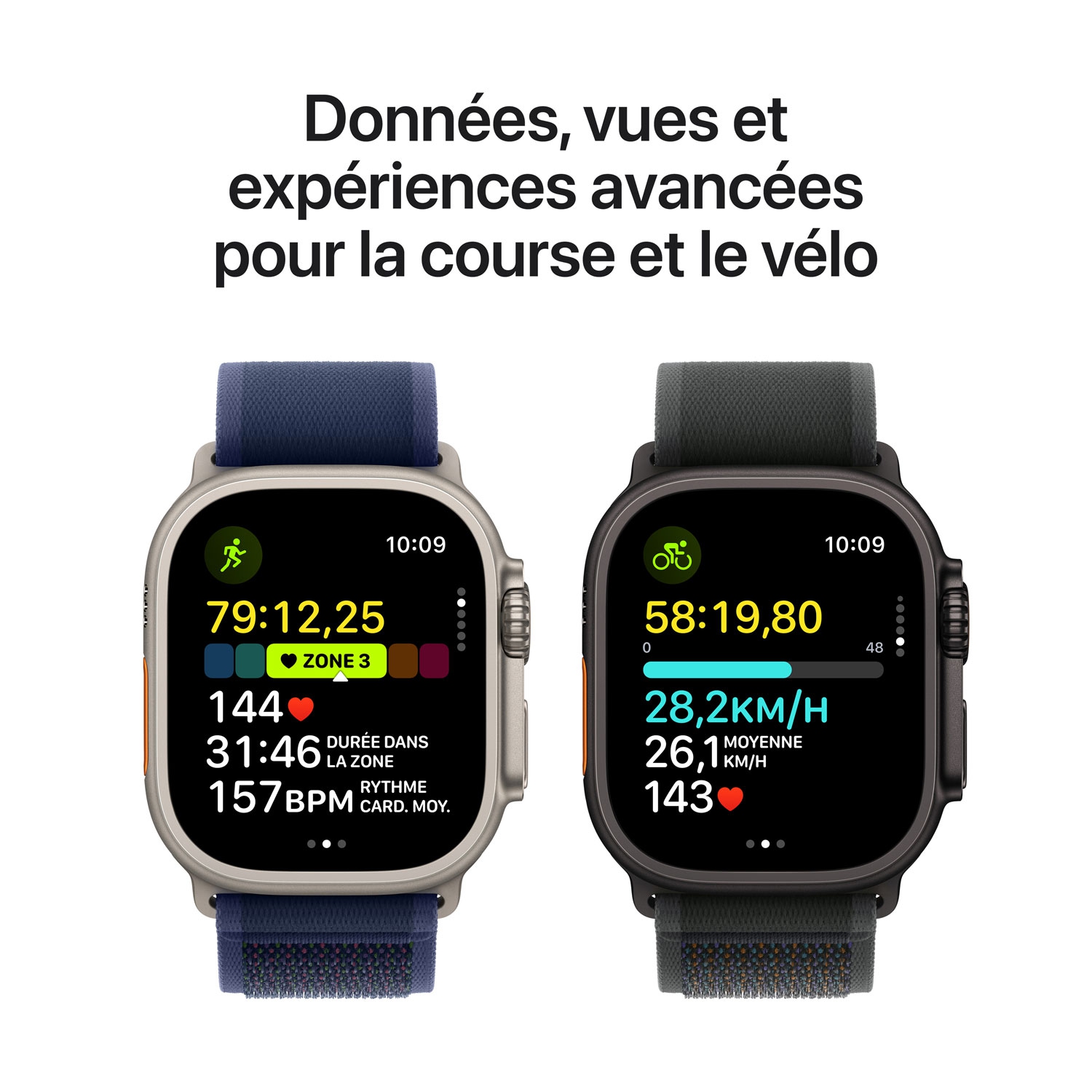 Boîte ouverte - Apple Watch Ultra 2 avec boîtier en titane noir 49 mm et bracelet océan noir