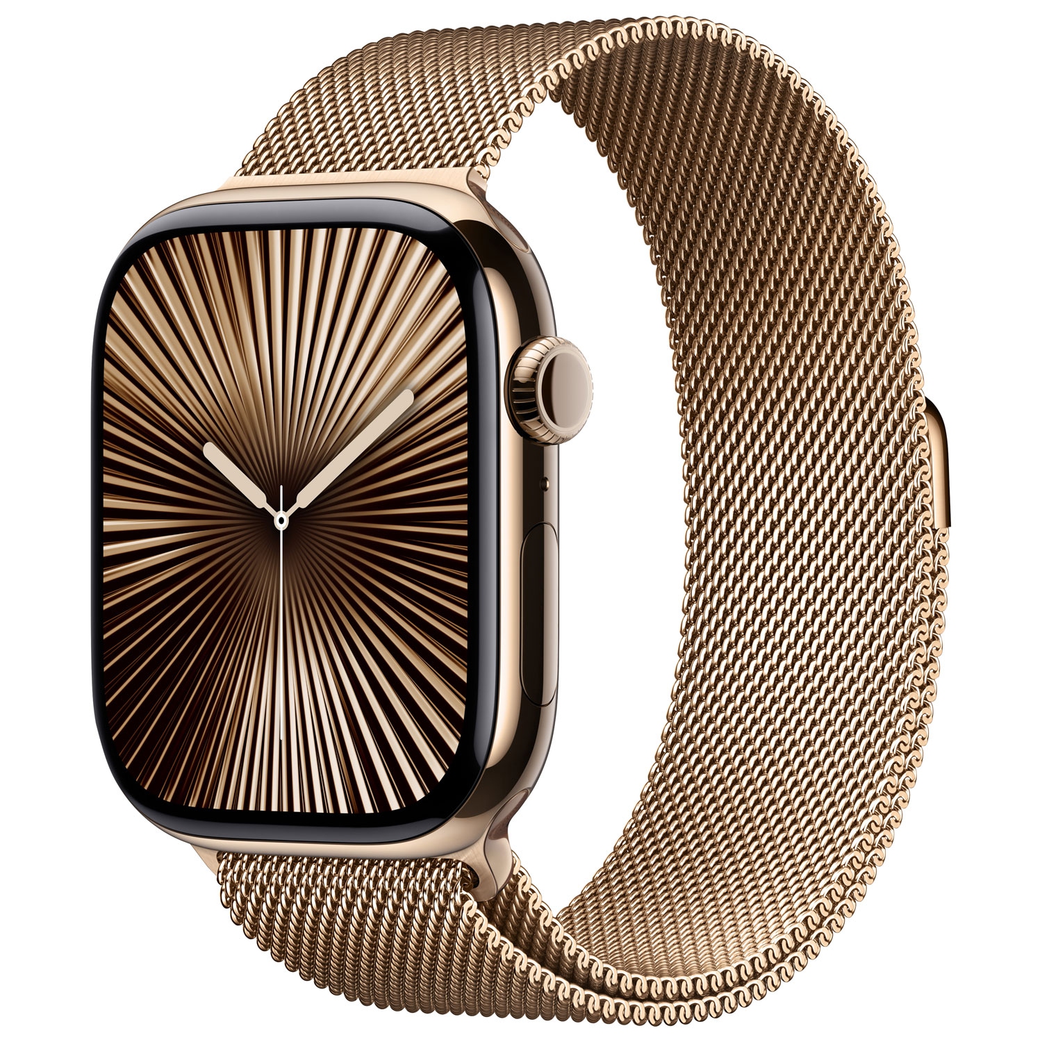 Boîte ouverte - Apple Watch Series 10 46&nbsp;mm avec boîtier en titane doré et bracelet milanais doré - Petit/Moyen