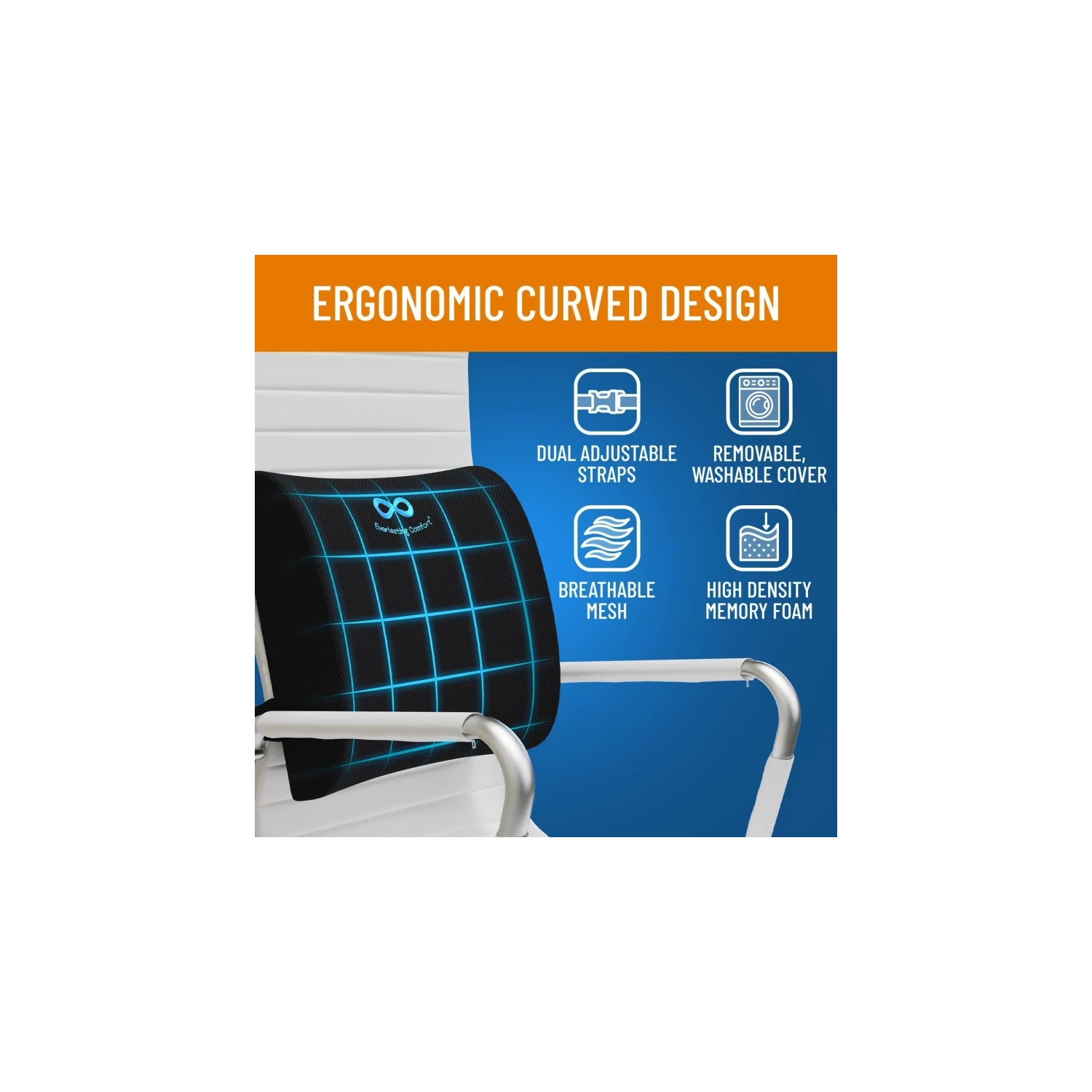 Coussin de soutien lombaire en mousse à mémoire - Coussin de dossier confortable pour fauteuil de bureau, voiture, jeux et fauteuil inclinable -