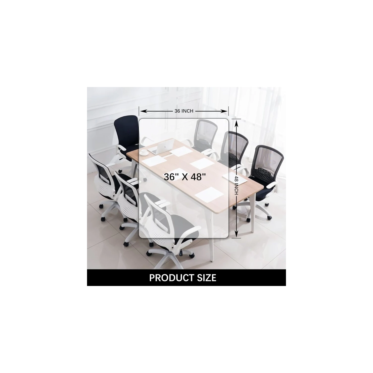 Tapis de chaise transparent pour planchers durs - 36 x 48&nbsp;po protecteur de plancher transparent pour bois et carreaux