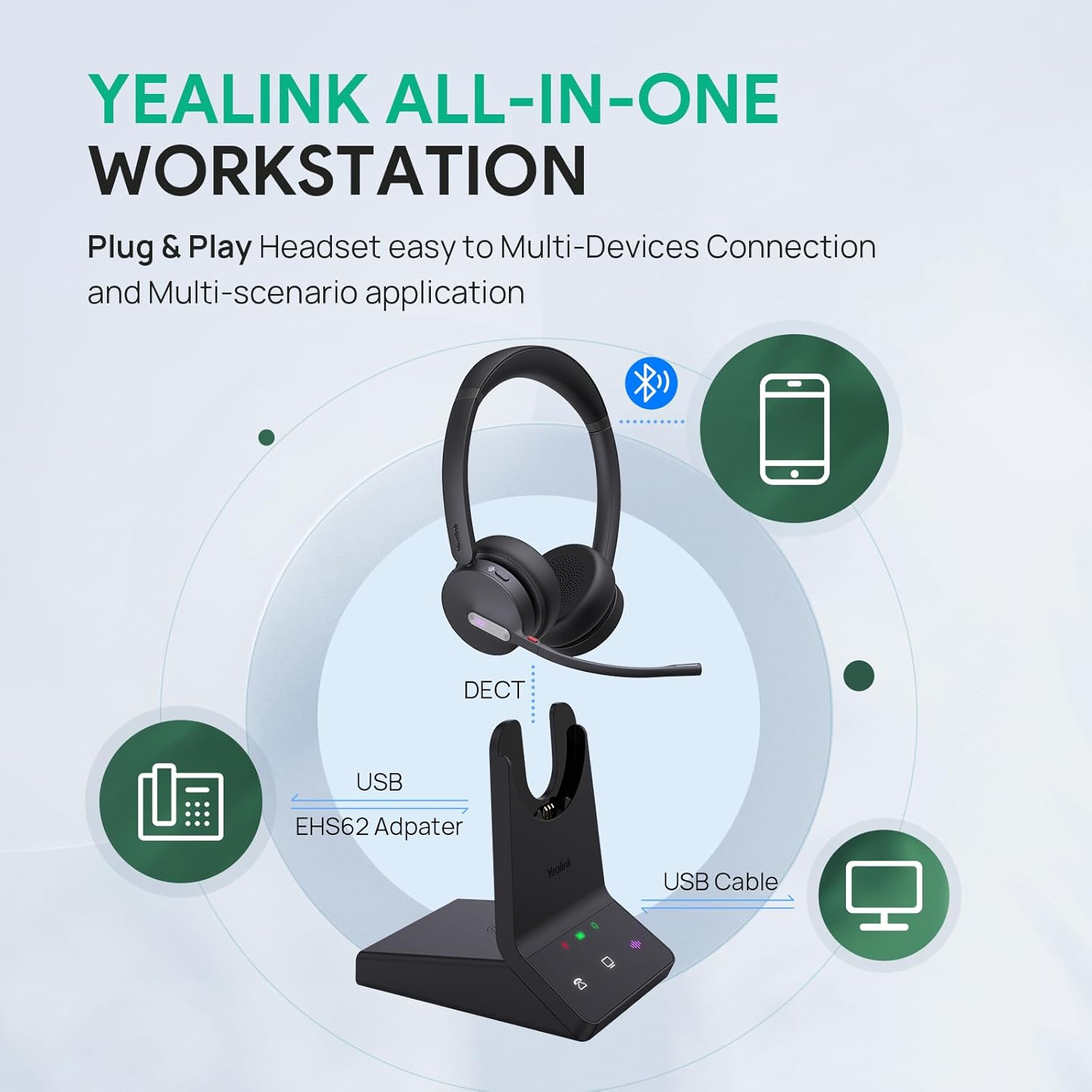 Yealink – Casque d'écoute sans fil WH64 DUAL TEAMES 1208674